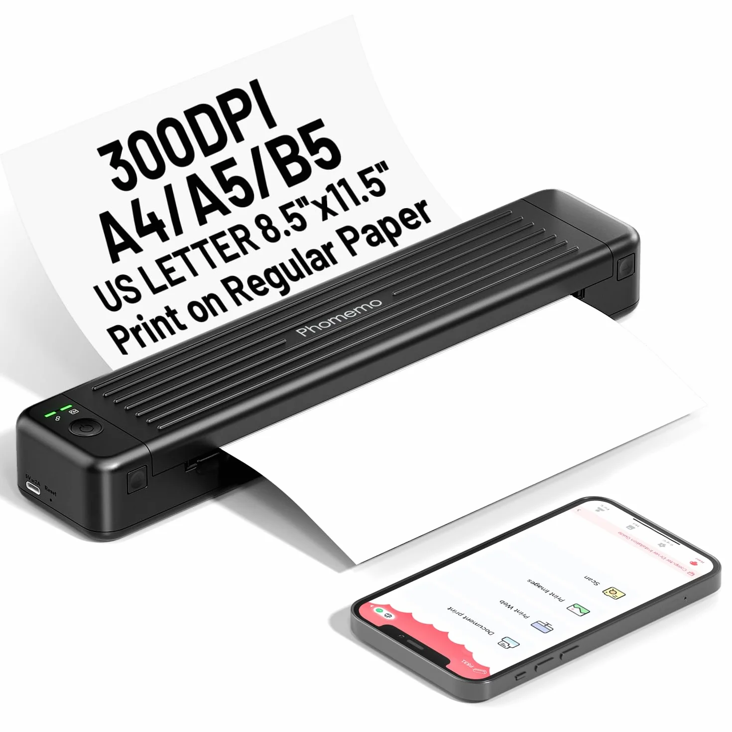 Phomemo P831 Stampante Termica Portatile A4 Bluetooth 300 DPI per Viaggio Ufficio