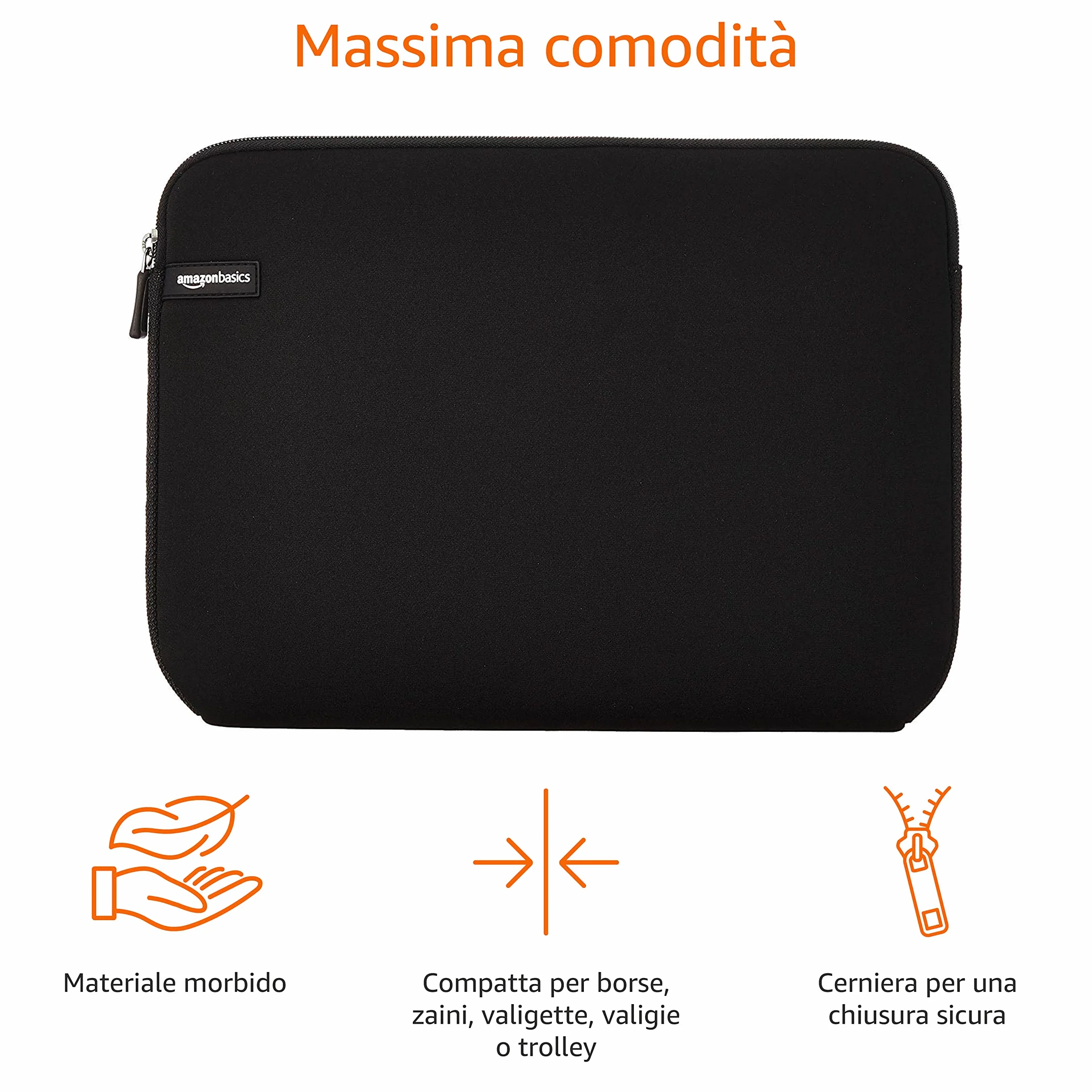 Amazon Basics Custodia per computer portatile fino a 14-Pollici, nero