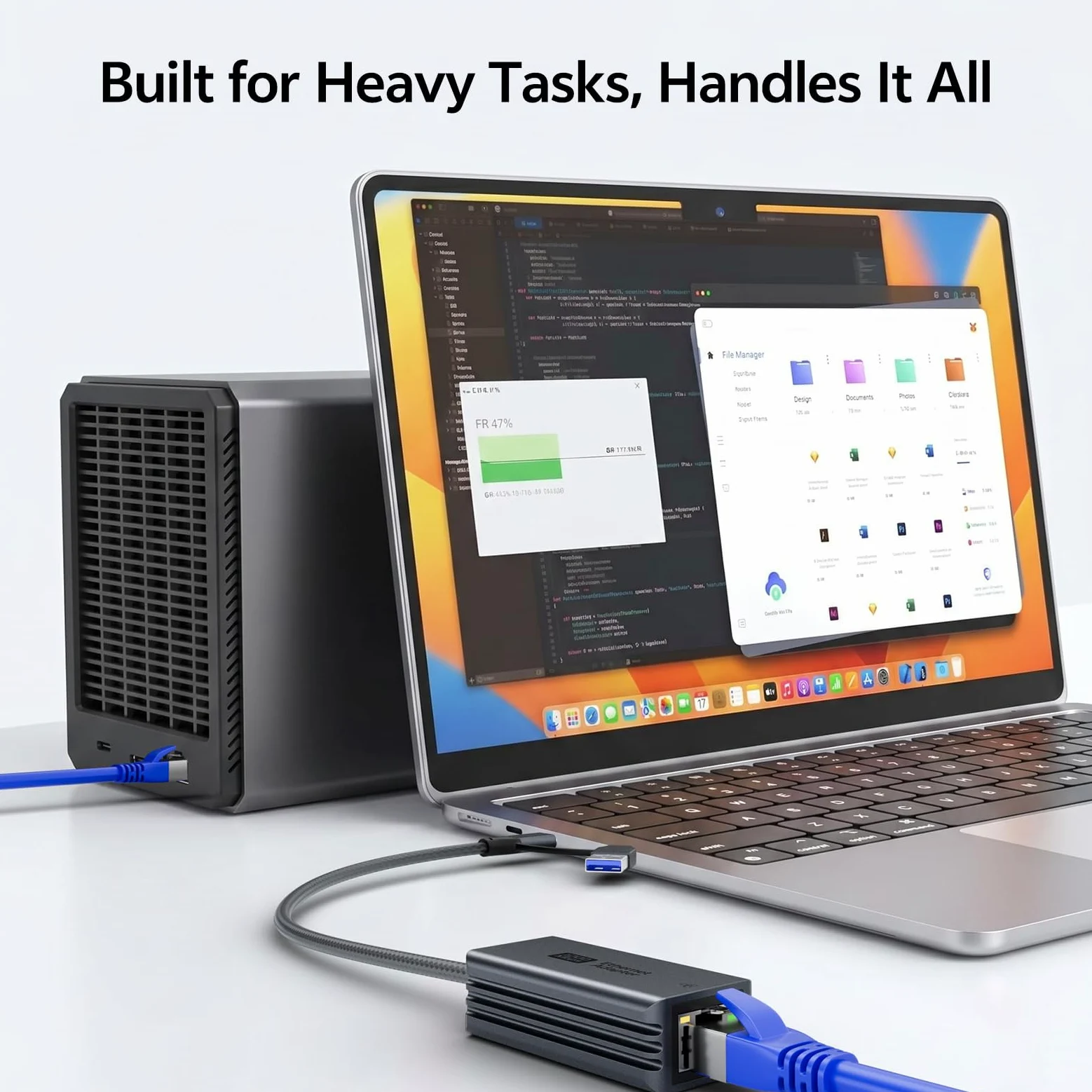 Adattatore 5G da USB C a RJ45 Ethernet, adattatore 2 in 1 USB-A LAN, 5000 Mbit/s | Adattatore di rete compatibile con MacBook, iPad, iPhone 15/16/17, Galaxy, Surface, Windows/macOS/Android