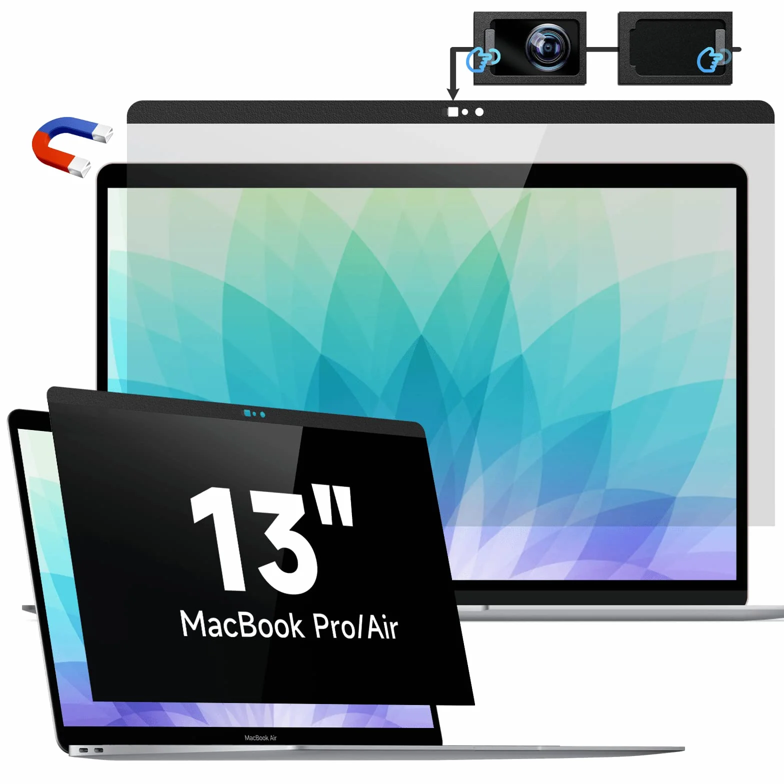 Filtro magnetico per la privacy compatibile con Apple MacBook Pro 13 pollici (2016-2022, M1,M2)&MacBook Air 13 (2018-2021, M1), rimovibile anti-spia, luce blu, filtro schermo privacy 13,3"