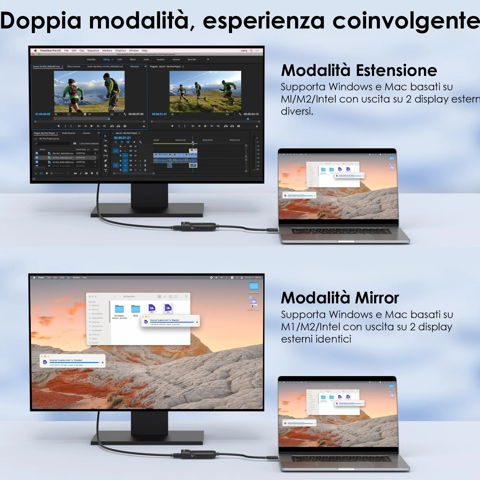 WAVLINK Adattatore USB C a HDMI, Adattatore HDMI 2K, Convertitore USB 3.0 a HDMI, Chip Displaylink supportano fino a 6 Monitor per Windows