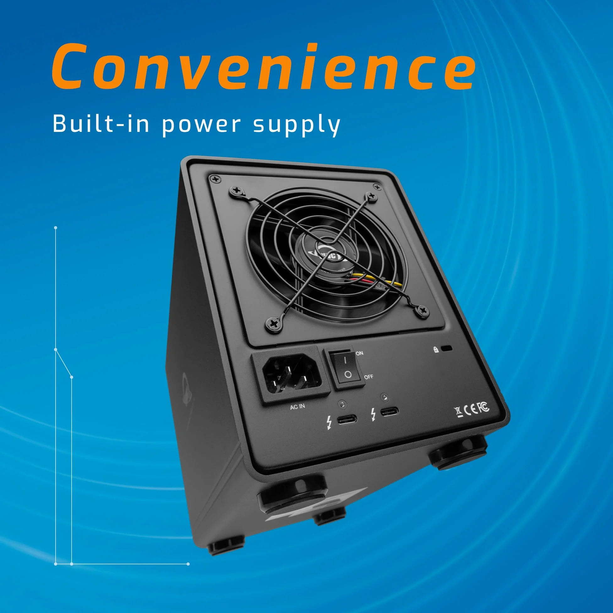 OWC Enclosure di archiviazione a 4 vani con doppie porte Thunderbolt 3