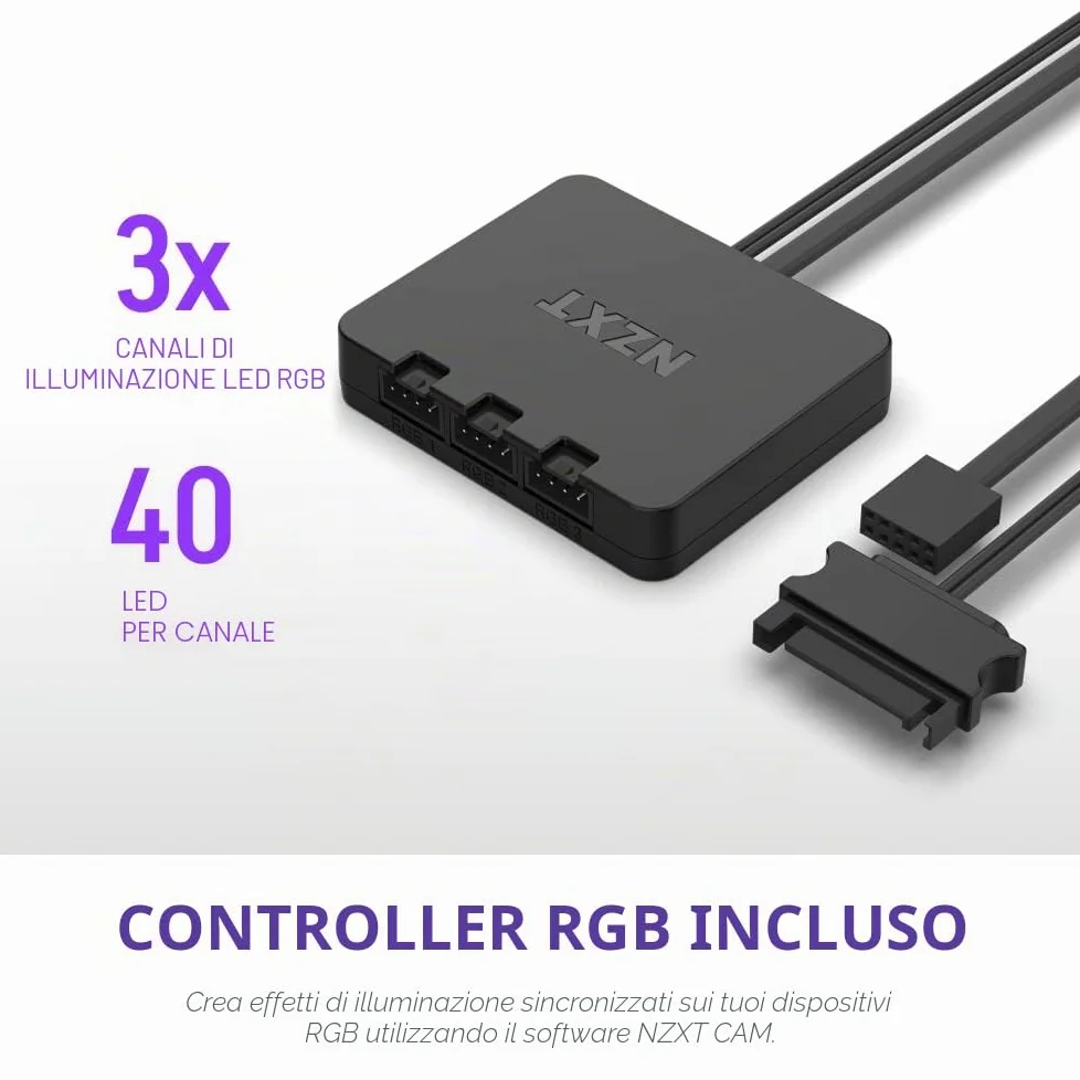 NZXT F140 RGB Duo confezione doppia e controller RGB [nero] 2 ventole per case PC RF-D14DF-B1 FN1832