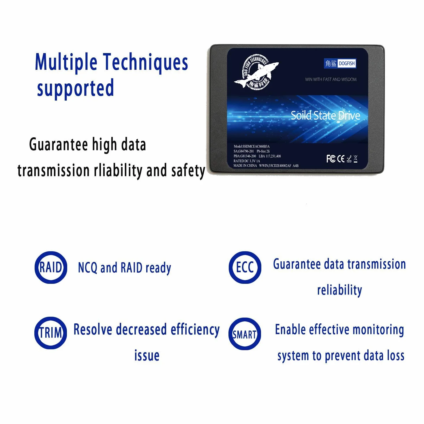 Dogfish SSD SATA 2.5" 480GB Computer Portatile All'interno Del Disco Allo Stato Solido Ad Alte Prestazioni Hard Disk SATA III 6Gb/s SSD (480GB, 2.5''-SATA3)