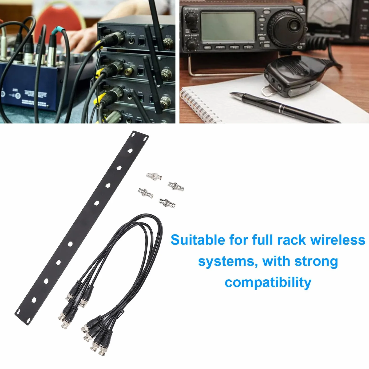 Topiky Kit Rack Antenna per Montaggio Anteriore, Pannello 1U con Connettori BNC Femmina Maschio per Sistemi Wireless SLX SLX2 LX4 PGX2