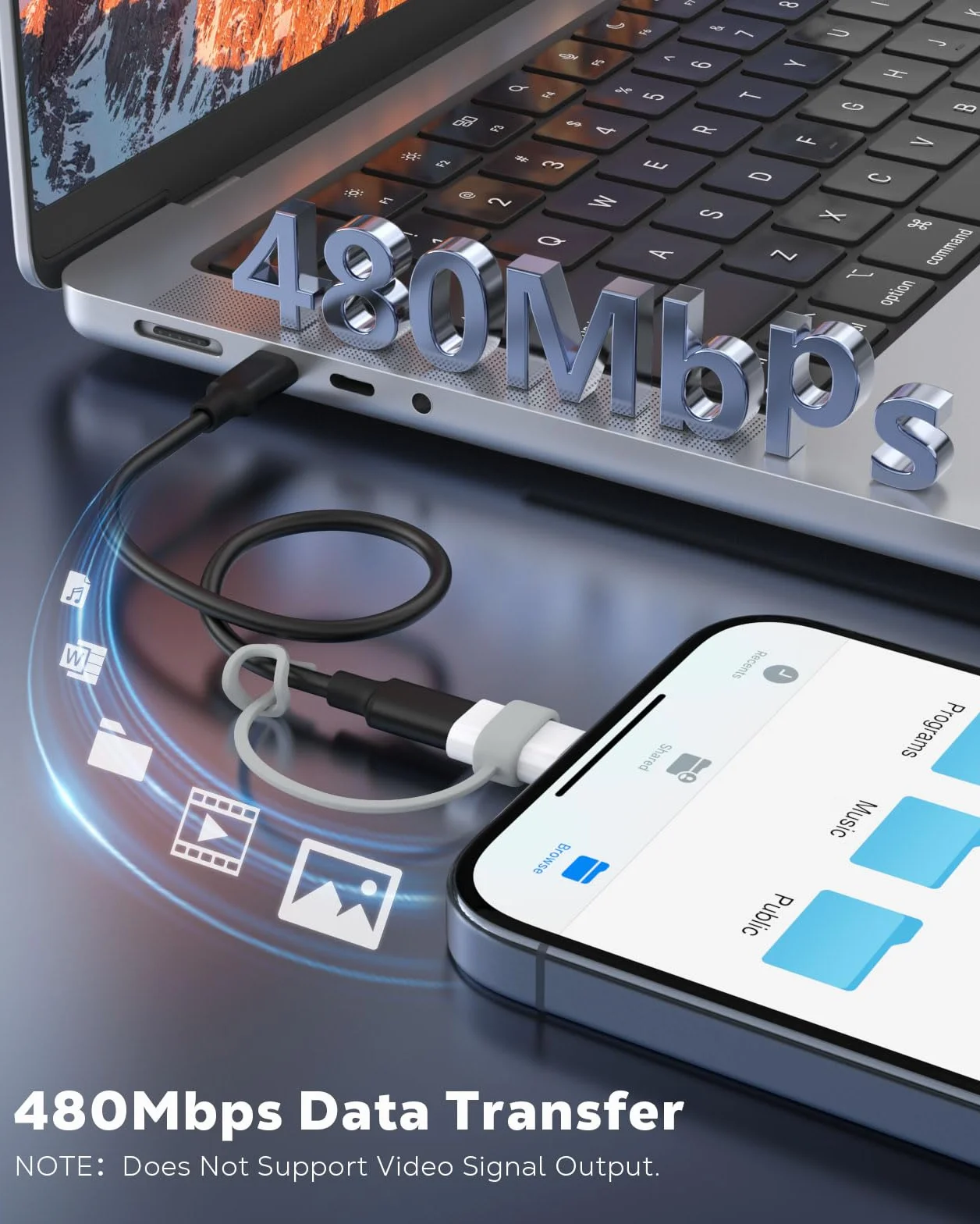 MoKo Adattatore USB C a Lightning per iPhone 14/13/12/11/X Ricarica e Sincronizzazione Dati Bianco