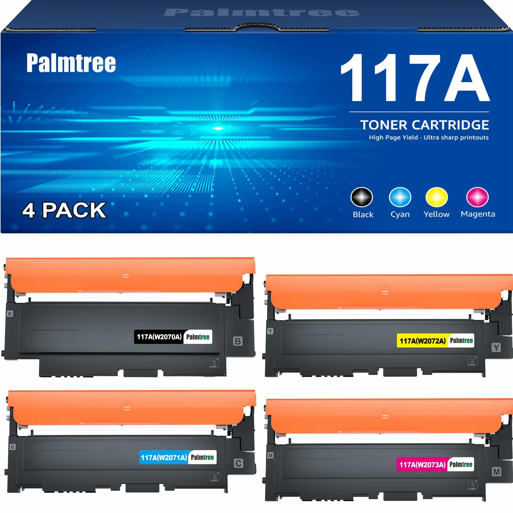 Palmtree 117A Toner Compatibile per HP Color Laser 150nw MFP 179fnw 179fwg 150a 178nw 178nwg Pack da 4