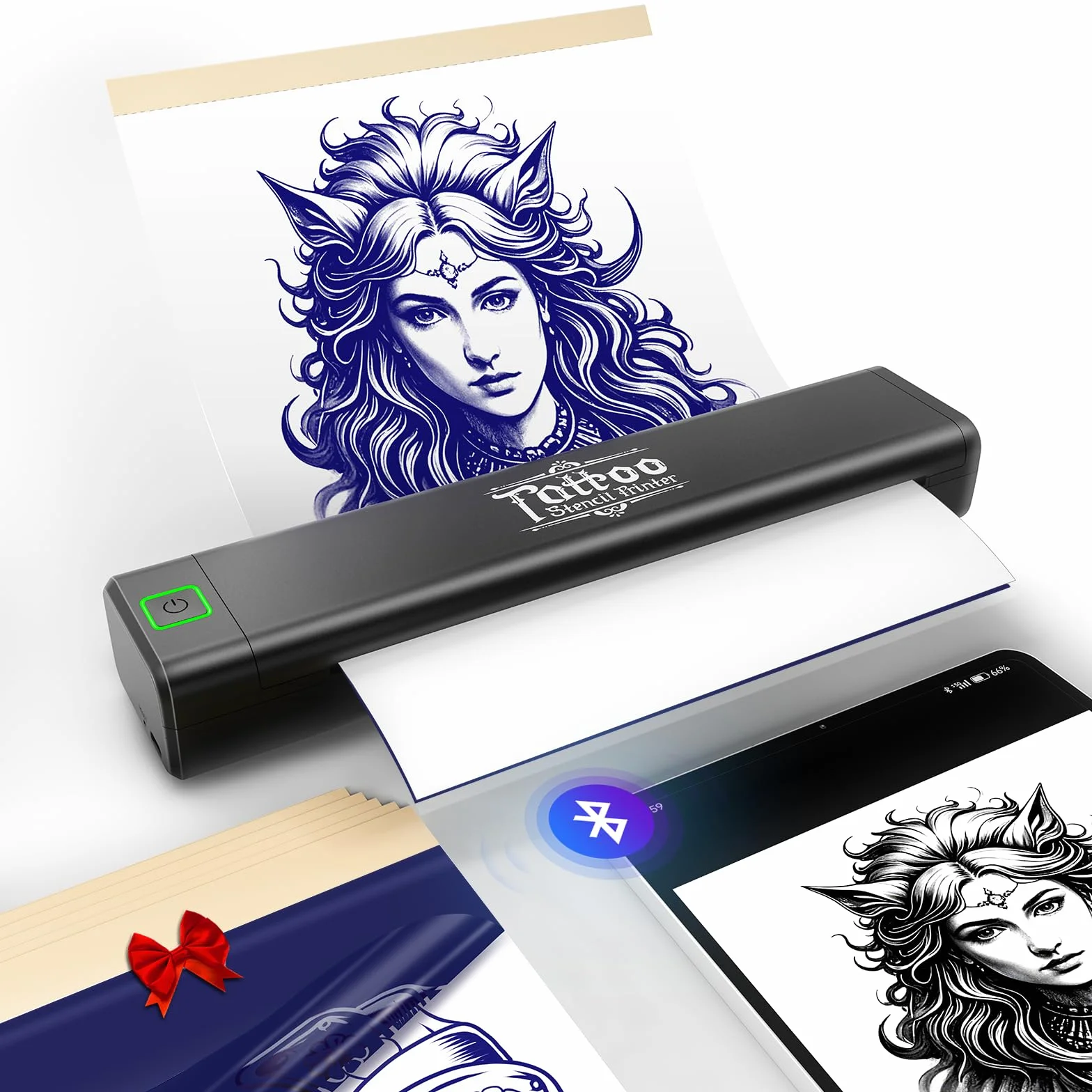 vretti Stampante Per Tatuaggi, Stampante Stencil Tattoo, 5 Pezzi Carta Trasferimento, Compatibile Smartphone PC