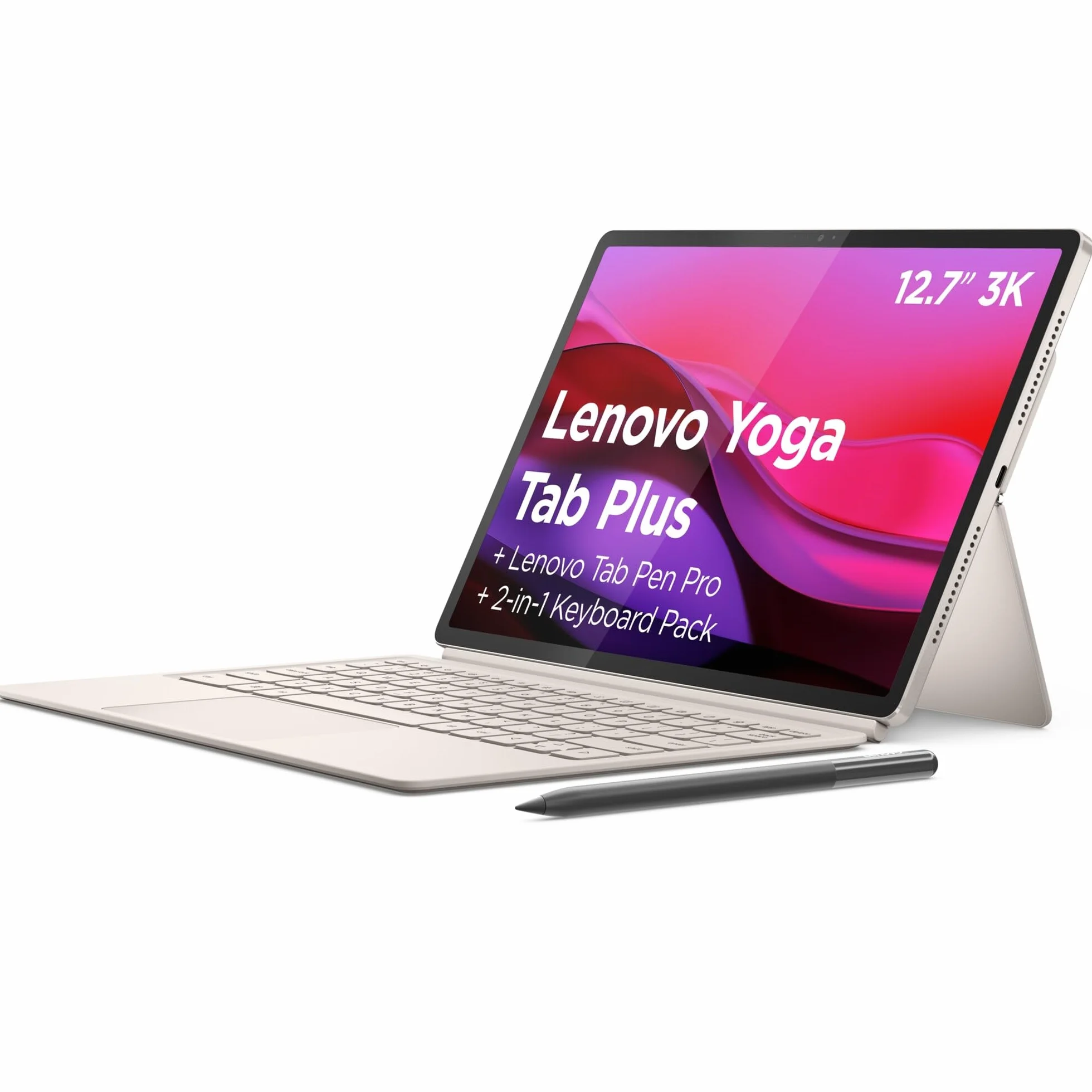 Lenovo Yoga Tab Plus Tablet 12.7” 3K 144Hz con Penna e Tastiera Incluse, Snapdragon 8 Gen 3, 16GB RAM 512GB, Tablet Android AI per Lavoro, Studio e Creatività