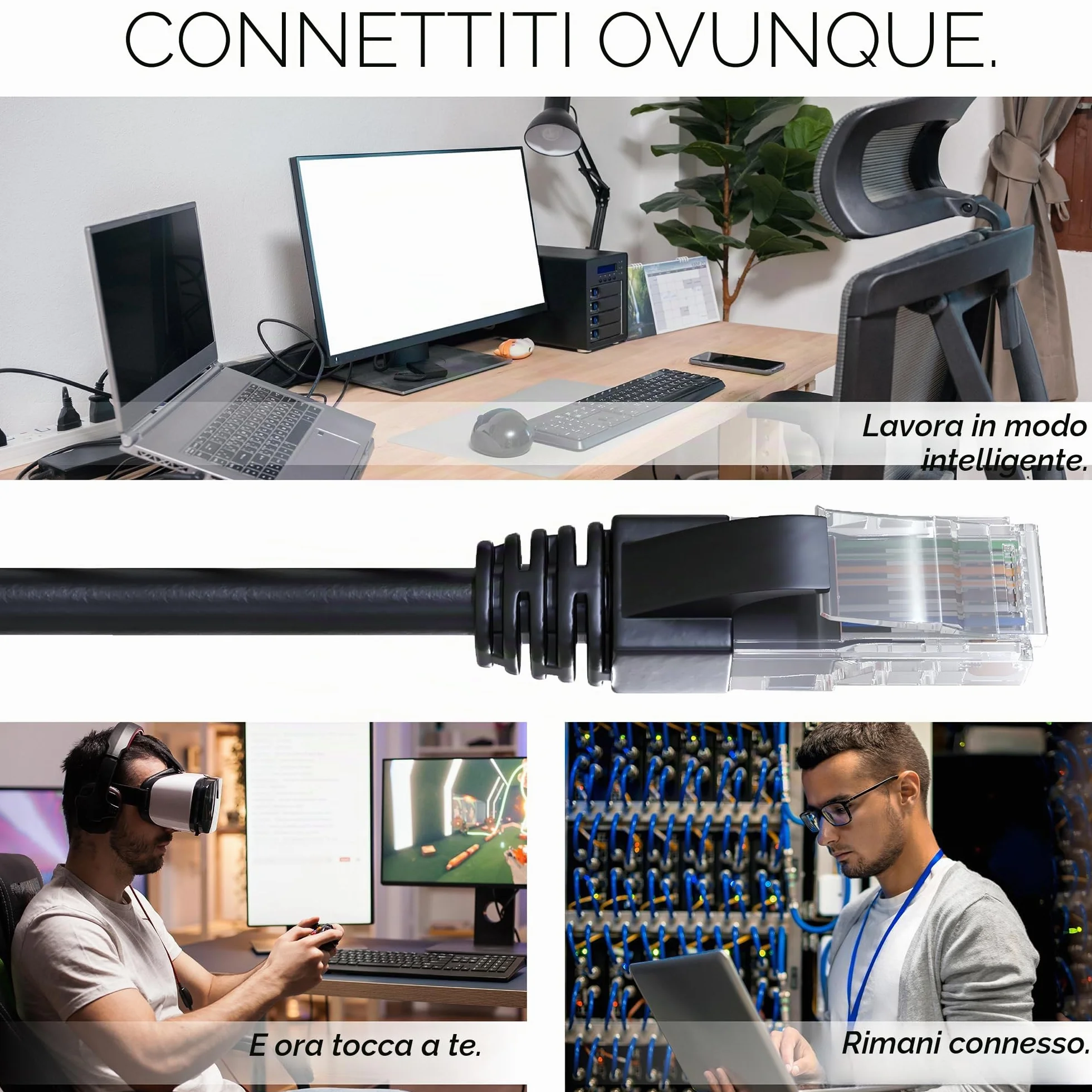 Mr. Tronic Cavo Impermeabile Esterno Ethernet Cat 6 da 50m, Cavo di Rete LAN Cat 6 ad Alta Velocità Per Internet Veloce 1 Gbps - AWG24 Sfuso Senza Connettori RJ45, UTP CCA (50 Metri, Nero)