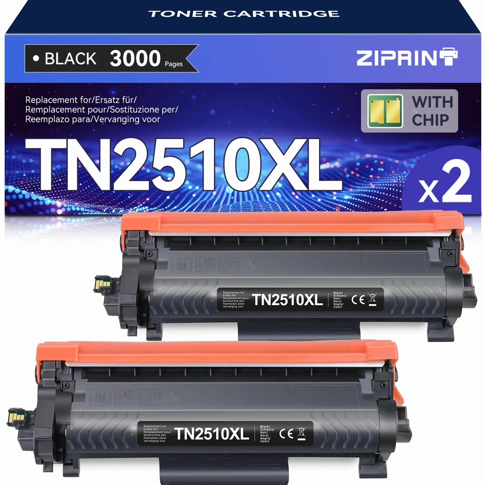 ZIPRINT TN2510 TN2510XL TN-2510 XL Toner Compatibili per Brother MFC-L2800DW MFC-L2827DW HL-L2400DWE MFC-L2860DWE MFC-L2827DWXL MFC-L2835DW DCP-L2665DW DCP-L2620DW HL-L2445DW DCP-L2660DW (Nero,2-Pack)