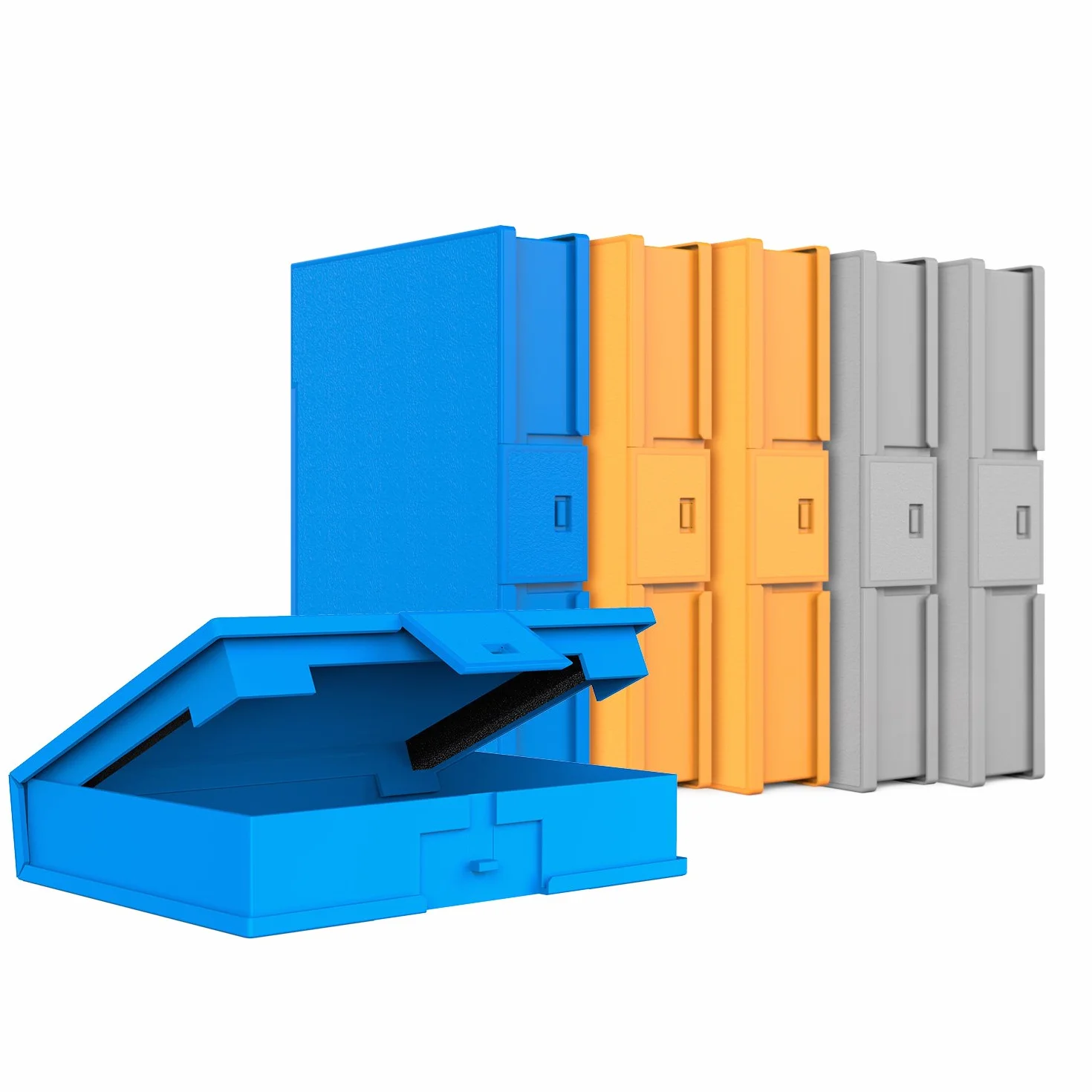 Inateck Scatola custodia protettiva per Hard Drive Dischi Rigidi da 3.5 pollici Anti Urto, Anti Statica, Anti Polvere, Scatola per HDD da 3.5”, Pacco da 6, Arancione/Blu/Grigio (HPFx6)