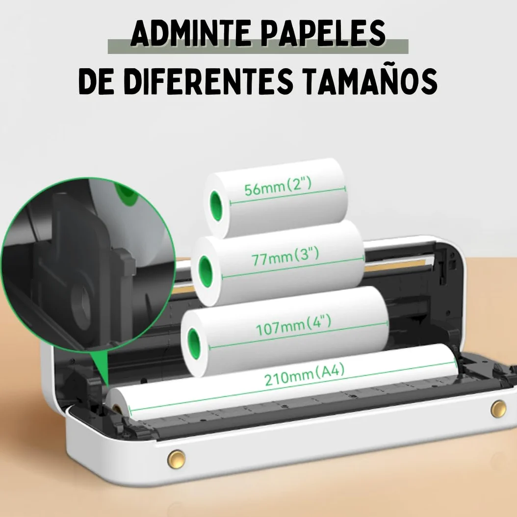 Stampante portatile termica Bluetooth A4 – Stampante portatile da viaggio con carta termica senza inchiostro e toner – compatibile con computer Windows, Mac... e cellulari Android, iOS – PeriPage