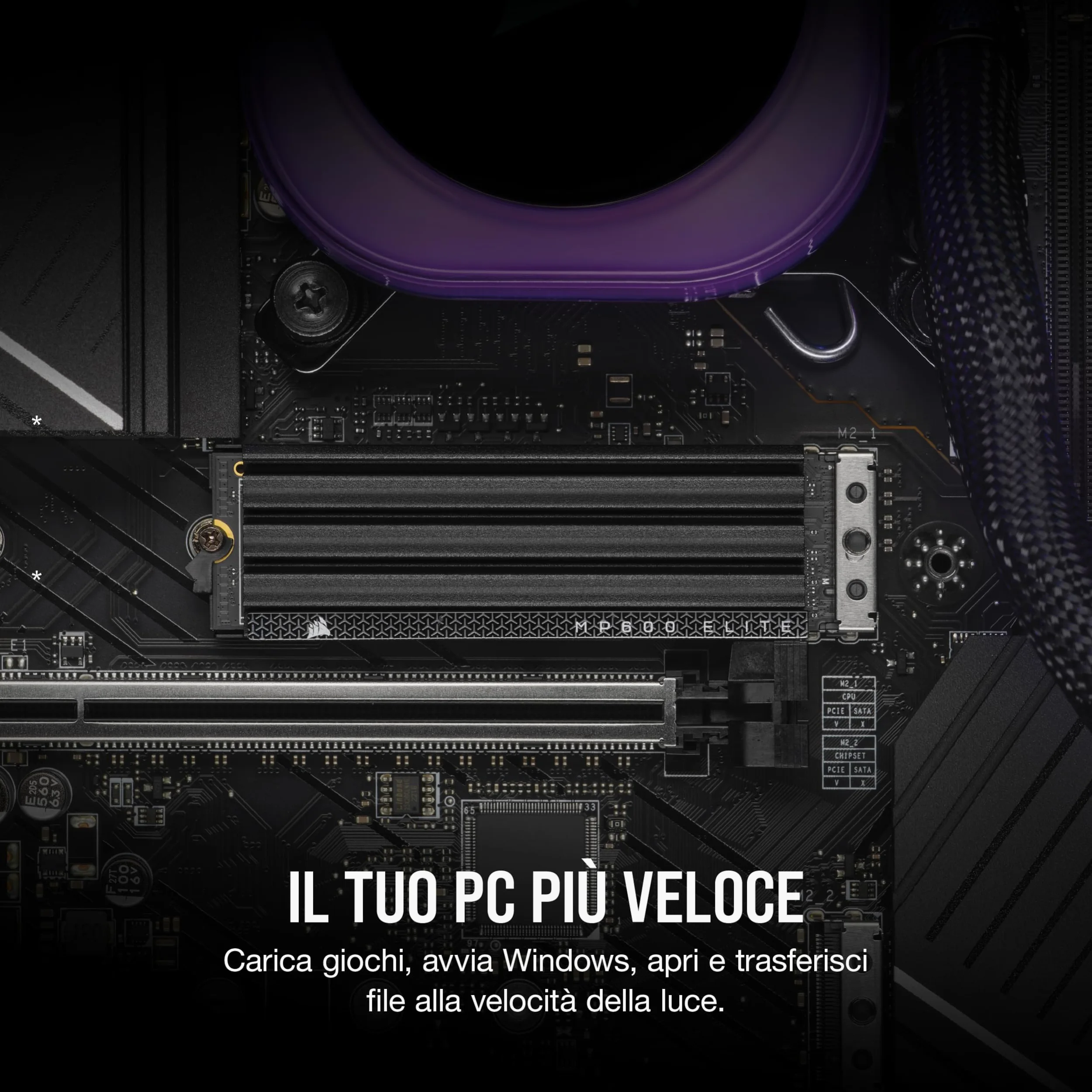 CORSAIR MP600 ELITE 4TB M.2 PCIe Gen4 x4 NVMe SSD con Dissipatore Incluso – M.2 2280 – Fino a 7.000 MB/sec in Lettura Sequenziale – NAND 3D TLC ad Alta Densità – Nero