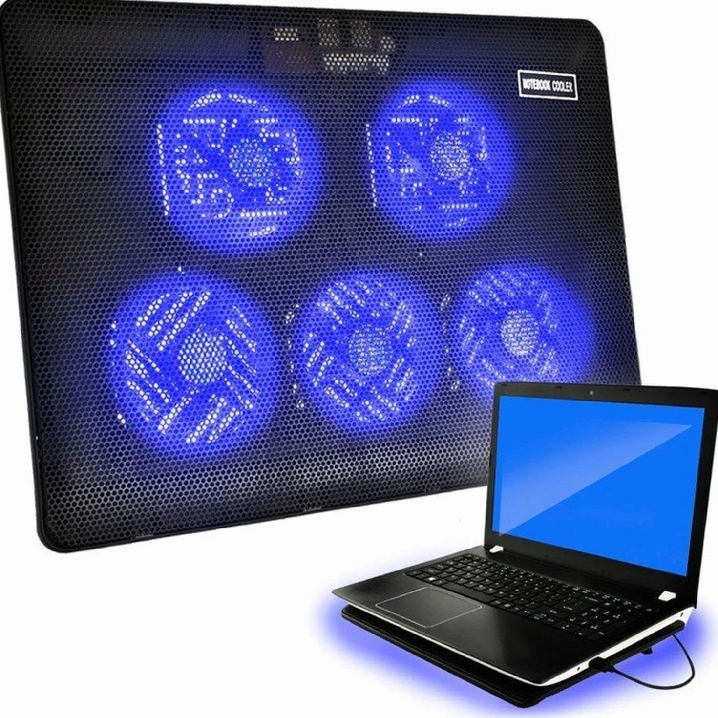 Retoo Base di Raffreddamento per computer portatile con 5 ventole LED da 12-15 pollici per evitare il surriscaldamento, pad di raffreddamento per computer portatile, PS3 PS4 PS5 Xbox One nero