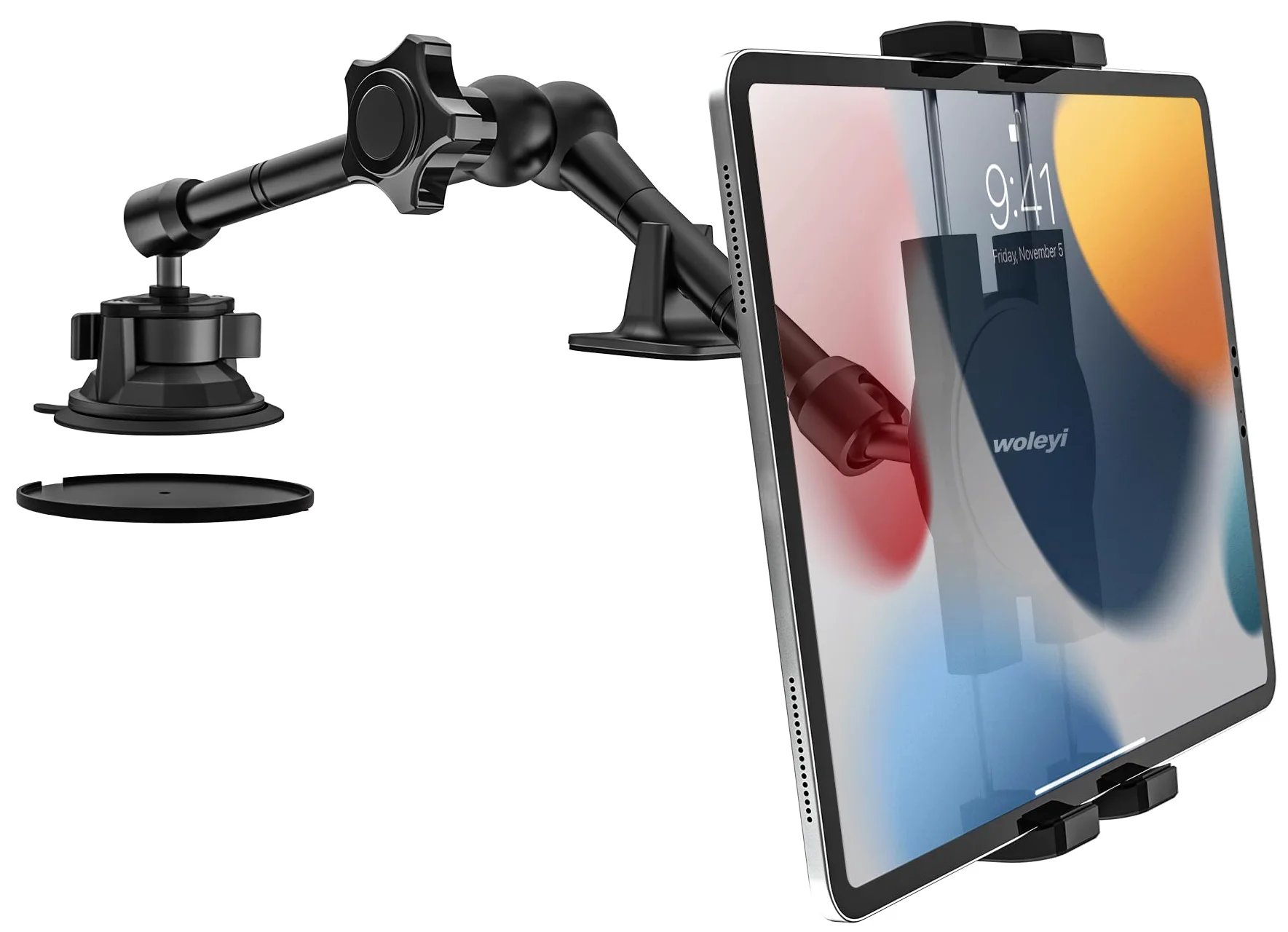 Supporto Tablet Cruscotto Parabrezza Auto/Camion, Porta Tablet Macchina Ventosa Robusto con Braccio in Metallo per iPad Pro/Air/Mini, Galaxy, Lenovo, iPhone, Telefono da 4-12,9"