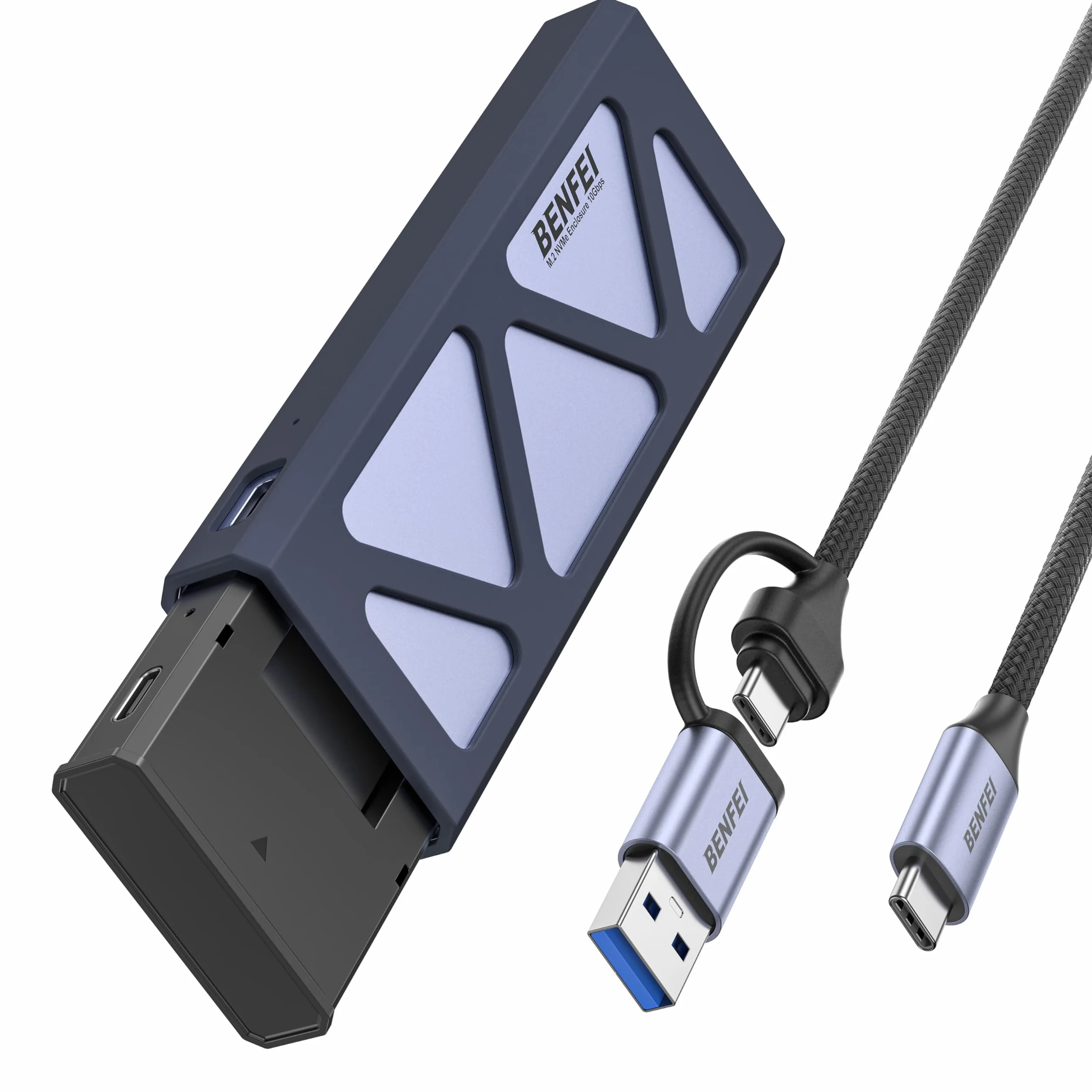 BENFEI M.2 NVME SSD Enclosure, Adattatore USB C (10Gbps) a M e B&M con Protezione da Perdita di Potenza per 10 Secondi