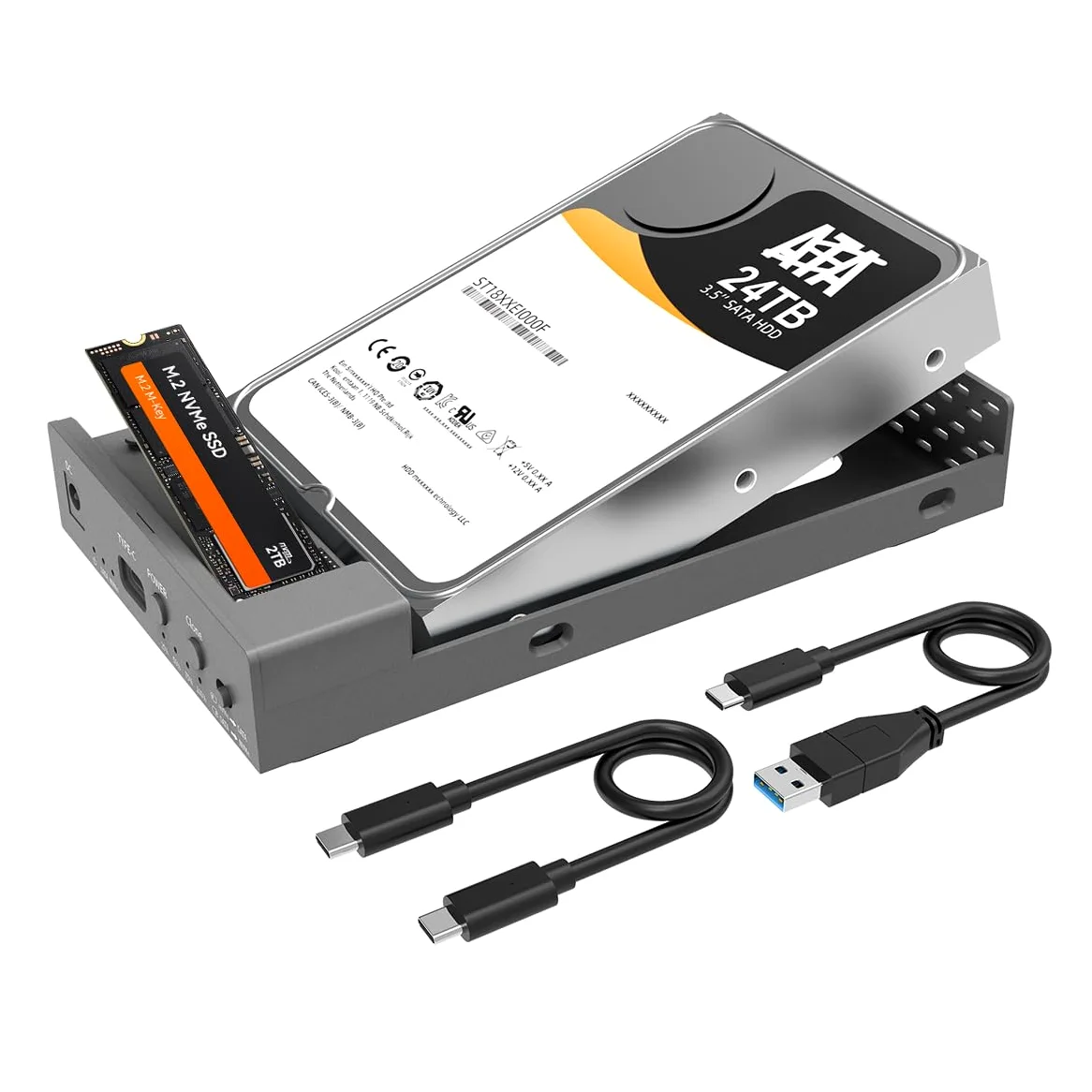 MAIWO Docking station USB C per M.2 PCIe NVMe + SATA SSD/HDD da 2,5 pollici da 3,5 pollici con clone offline, clone HDD a NVMe SSD, USB 3.2 GEN 2 10Gbps Hard Drive Esterno Enclosure