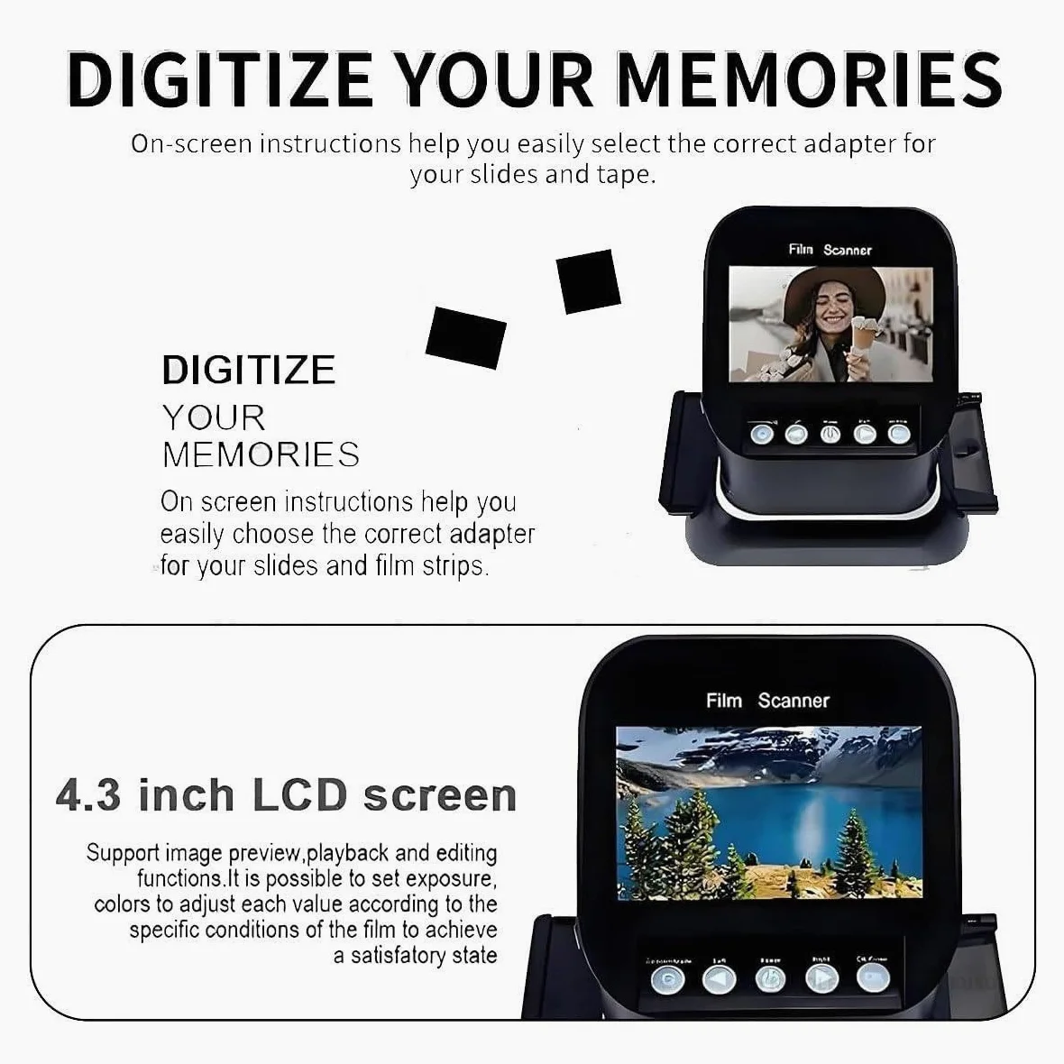 Scanner per Pellicole Digitali,Convertitore Foto Ad Alta Risoluzione,22 MP 120 Microfilm,Supporta Formati 120 35mm 127,Schermo LCD,Doppia Alimentazione