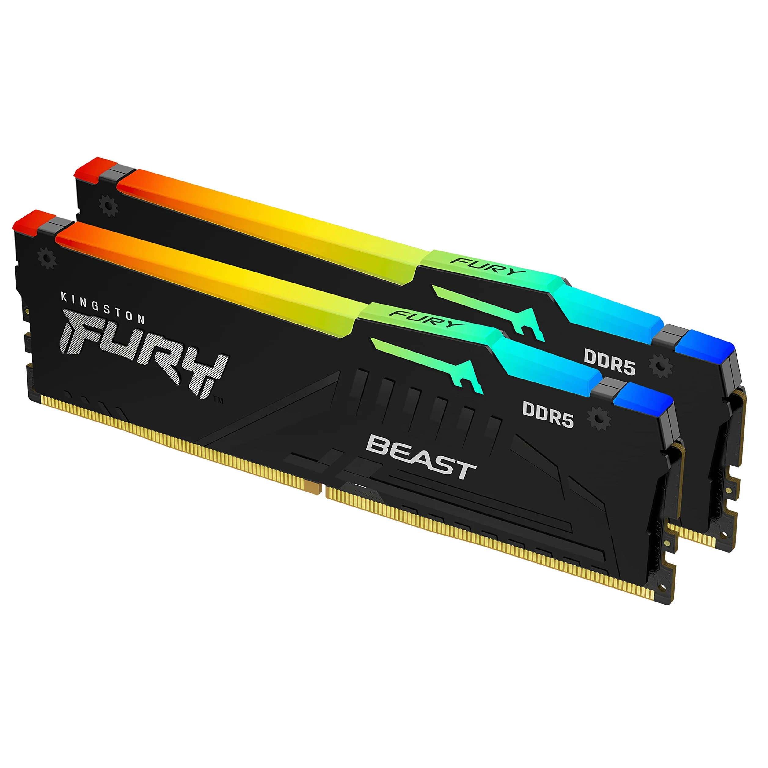 Kingston FURY Beast Nero RGB 32GB (2x16GB) 6000MT/s DDR5 CL36 DIMM Memoria Gaming per Computer Fissi Kit da 2 - KF560C36BBEAK2-32