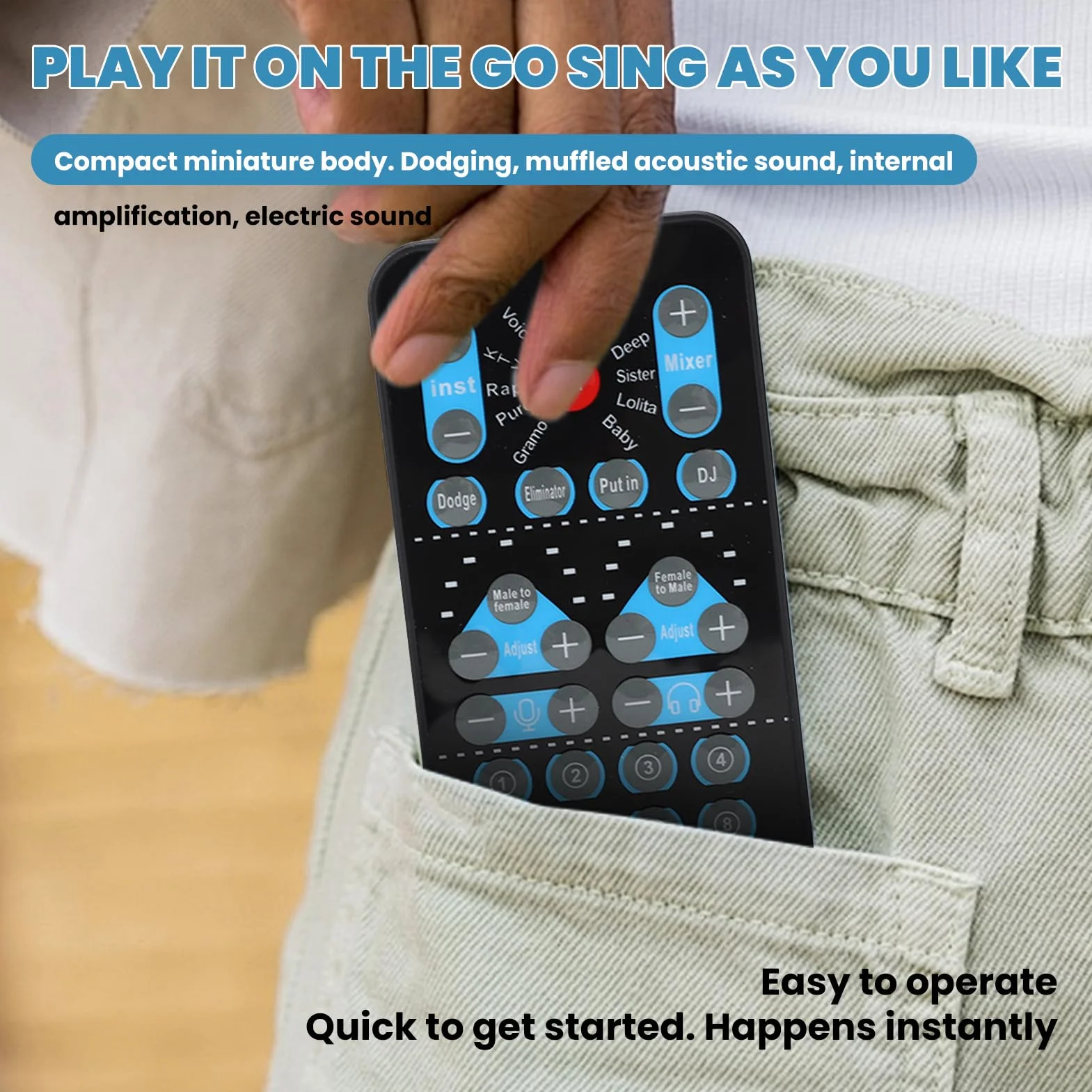 Mini Cambia Voce, 8 Effetti Sonori Supportano L'abbellimento Multilingue, Scheda Audio Portatile per Streaming Live, Telefono Cellulare, Computer