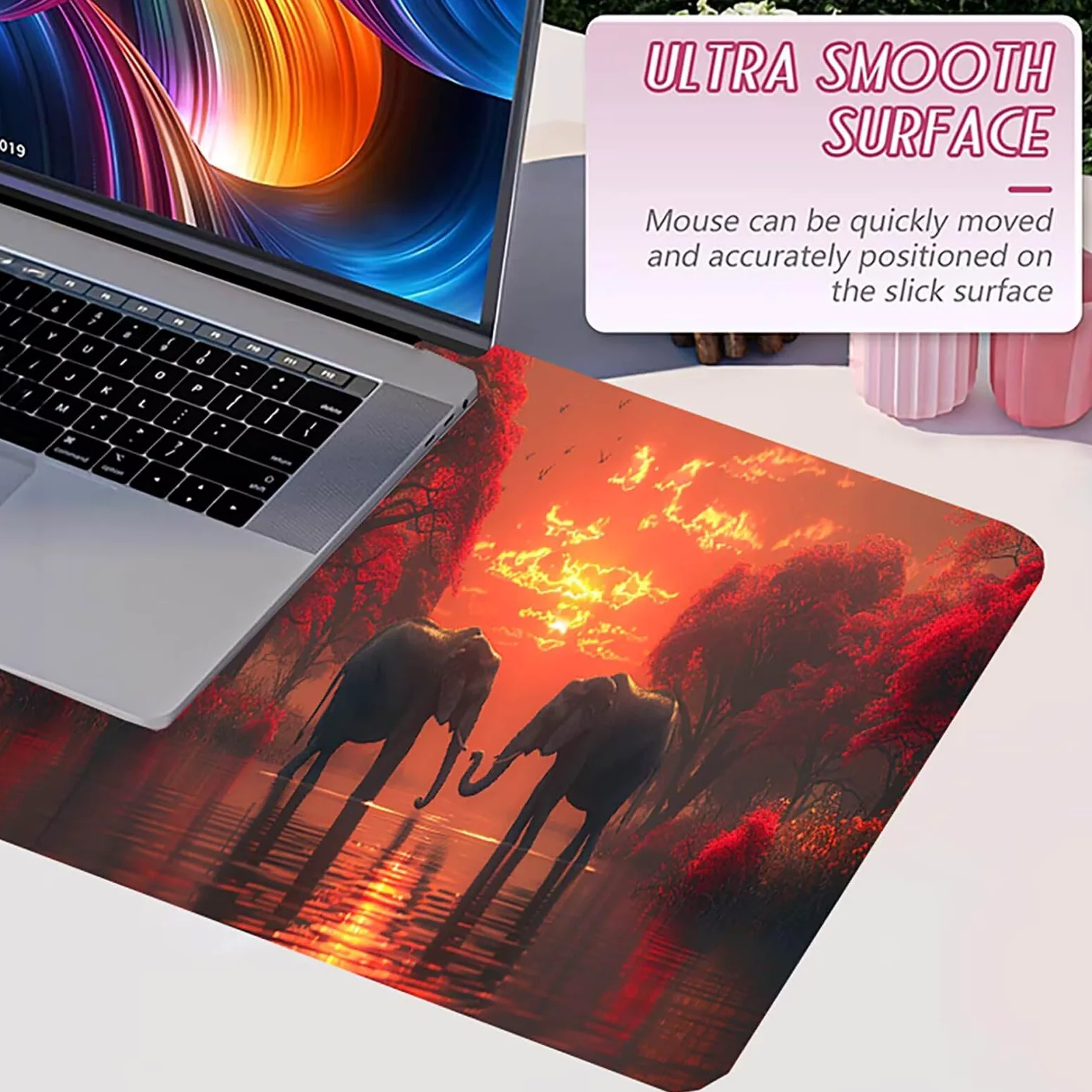 Tappetino Mouse Elefante, Tappetino Mouse XXL 1500 x 800 mm, Gaming Mouse Pad con Base in Gomma Antiscivolo, Mousepad Migliorare la Velocità e la Precisione, Ufficio Accessori Gaming, Rosso 7-8922