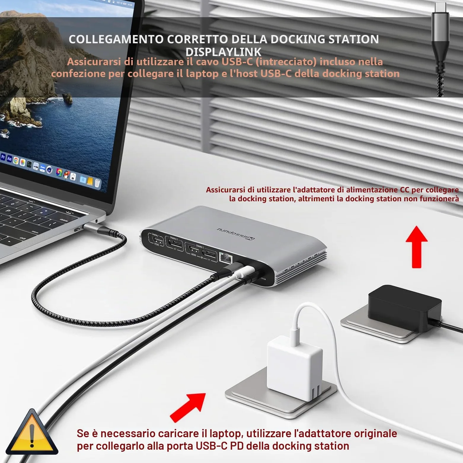 Minisopuru USB C Docking Station (13 IN 1), Displaylink Triple Display Docking Station per MacBook M1/M2/M3/M4/Windows, con 2 HDMI e 2 DisplayPort, 100W PD, dati USB-C, Ethernet, audio, 4 porte USBA