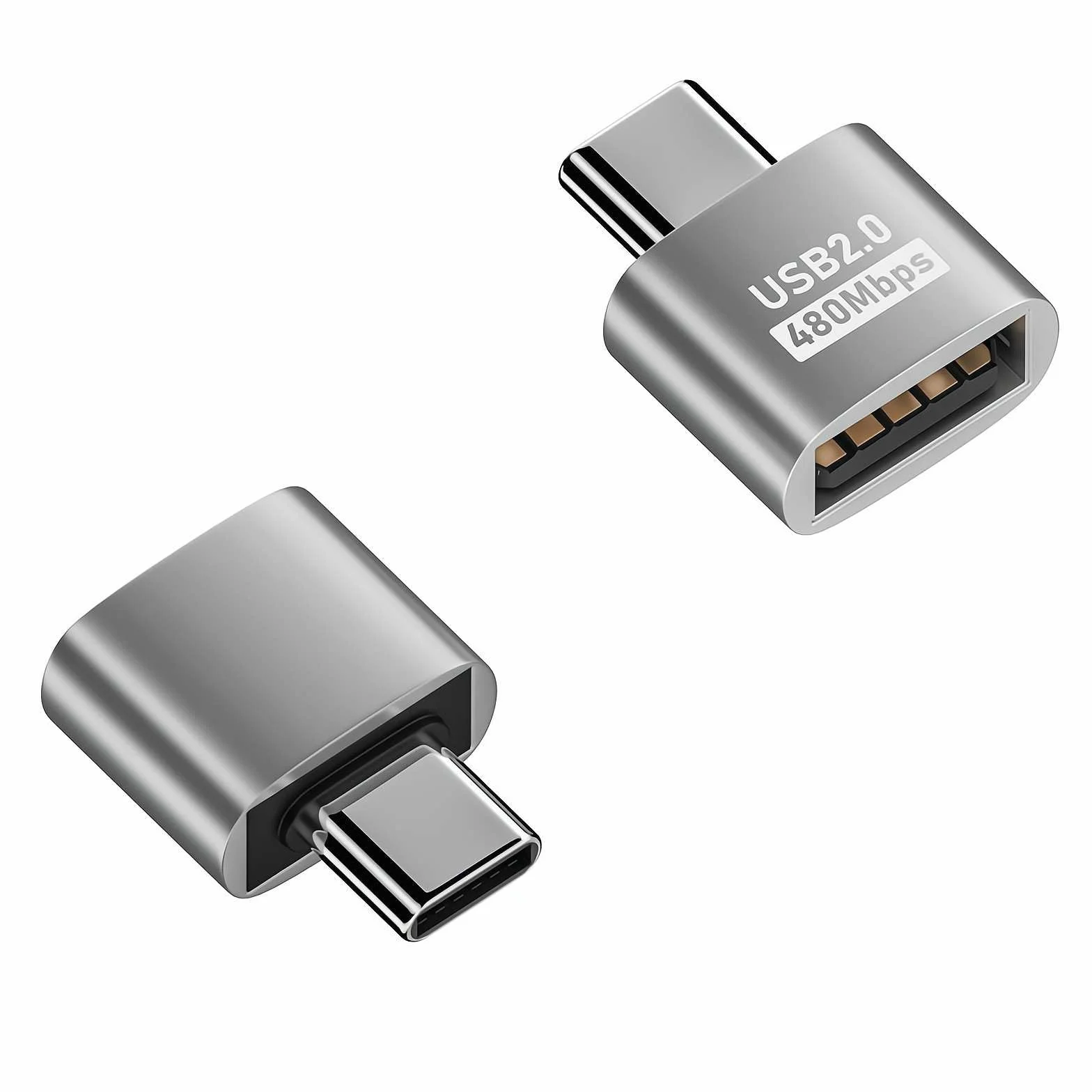Adattatore OTG USB Tipo C Maschio a Femmina Alta Velocità per Trasferimento Dati e Uscita Video Argento