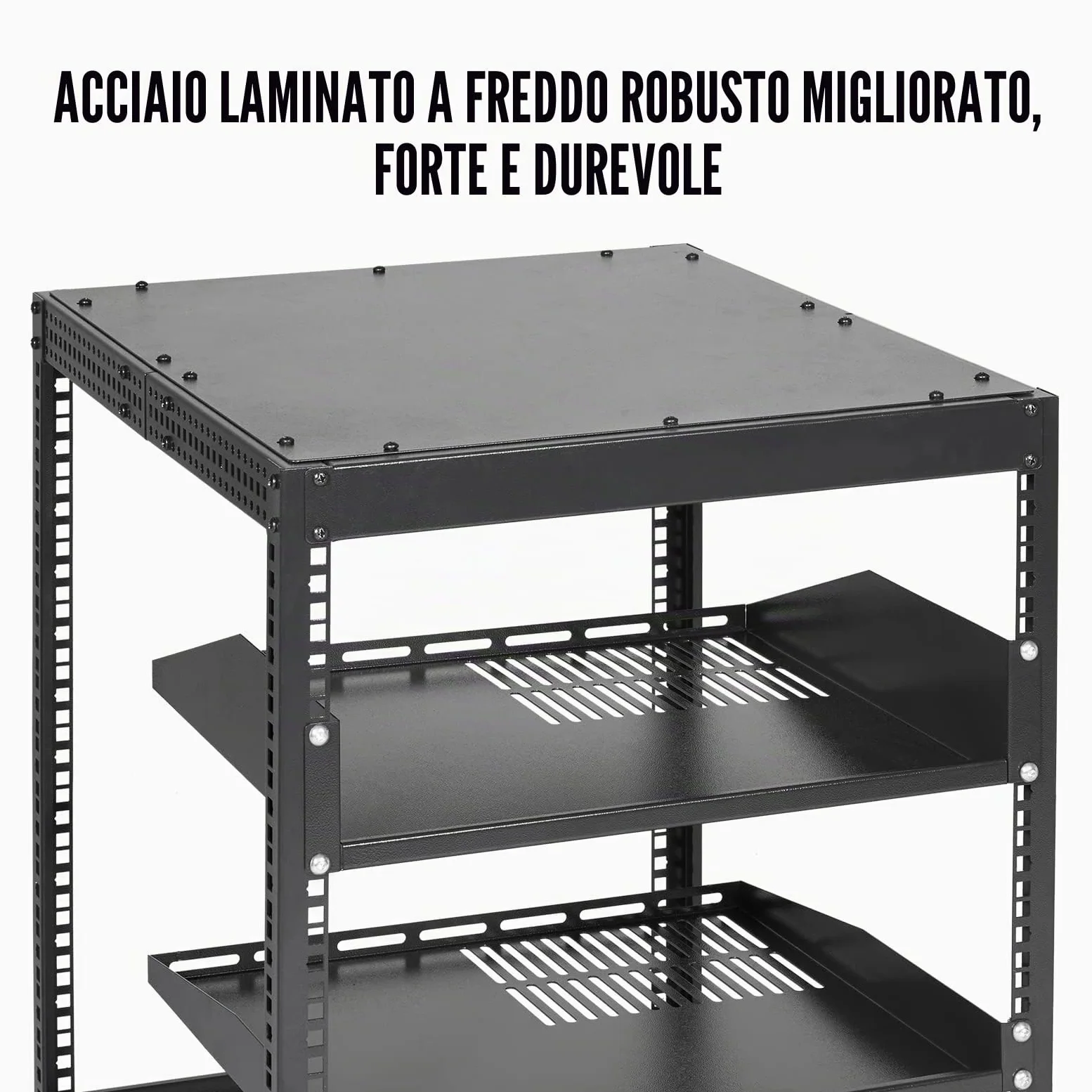 VEVOR Server Rack a Telaio Aperto 12U, Profondità Regolabile da 15''-40'', Server di Rete Rack da Autoportante o con Montaggio a Parete, Rack AV a 4 Posti con Ruote