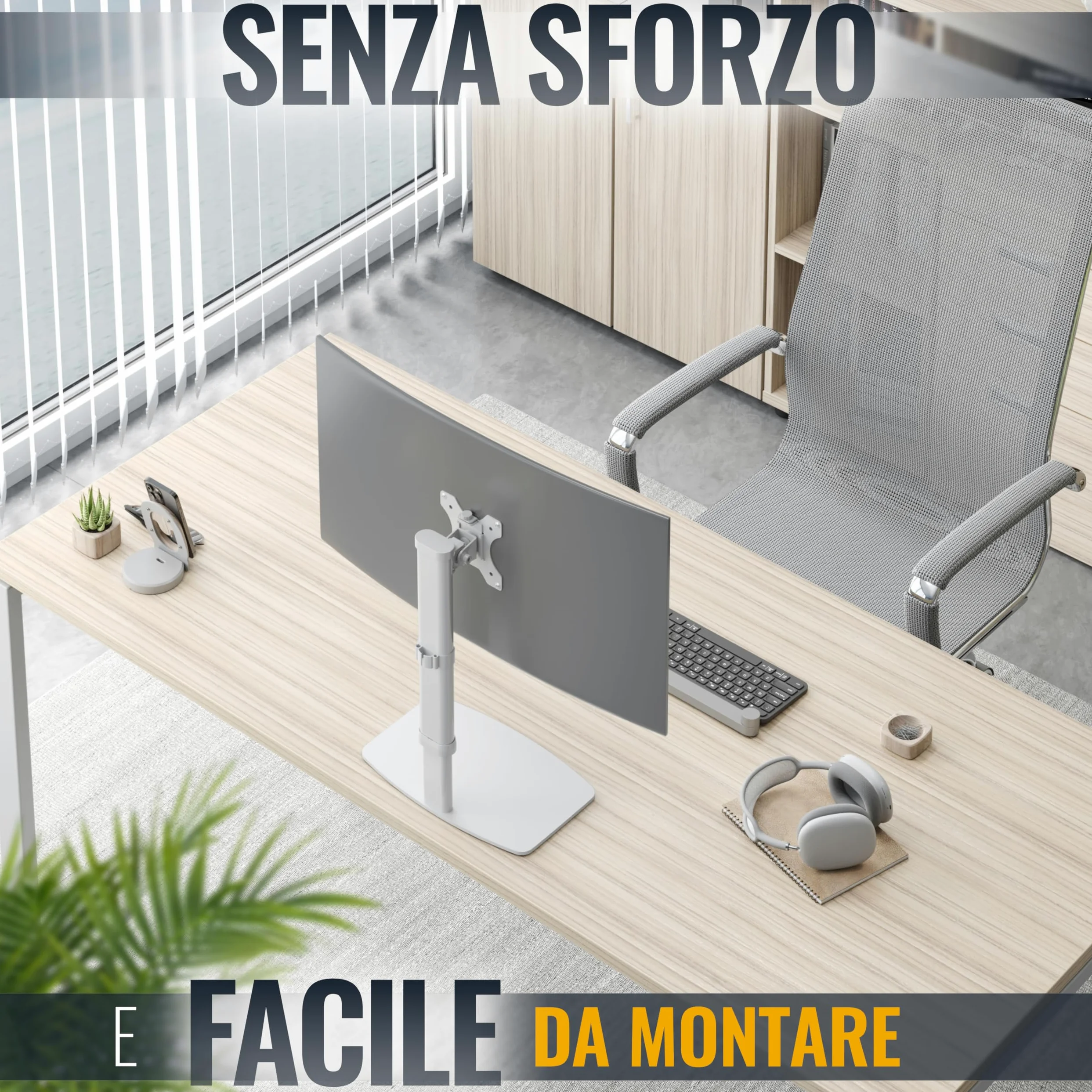 RICOO TS6811 Supporto monitor da scrivania 13-27 pollici per 13 27 pollici girevole inclinabile fino a 8 kg max VESA 100x100