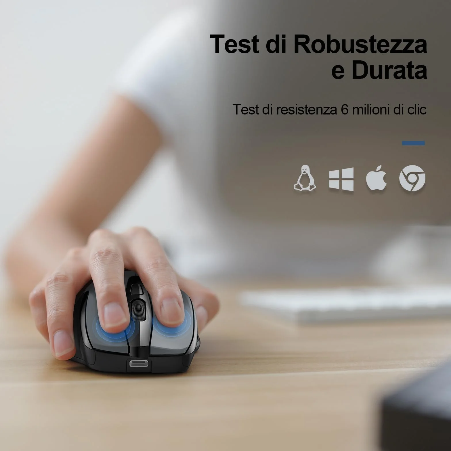 TECKNET Mouse Wireless Ricaricabile, Silenzioso Mouse Senza Fili, Riduzione Rumore Fino a 90%, 4800 DPI, 6 Pulsanti Mouse Ergonomico, 2.4G Mouse USB Compatibile con PC Portatile, Mac, Laptop