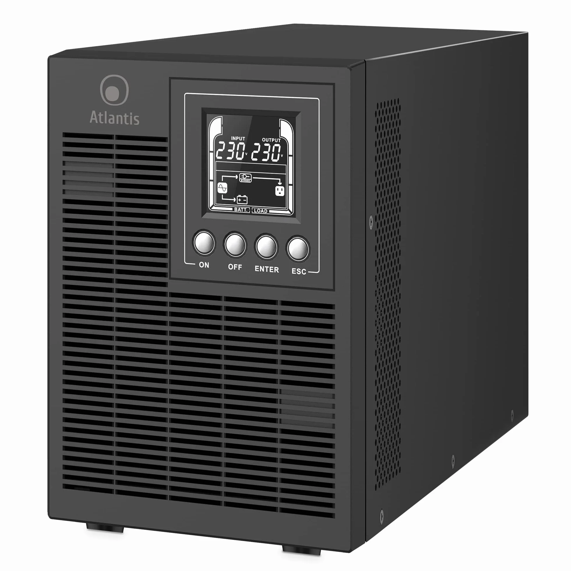 Atlantis A03-OP1502P PRO UPS OnLine Gruppo di Continuità Server 1500VA 1350W Tower LCD USB RS-232 4 uscite IEC SNMP