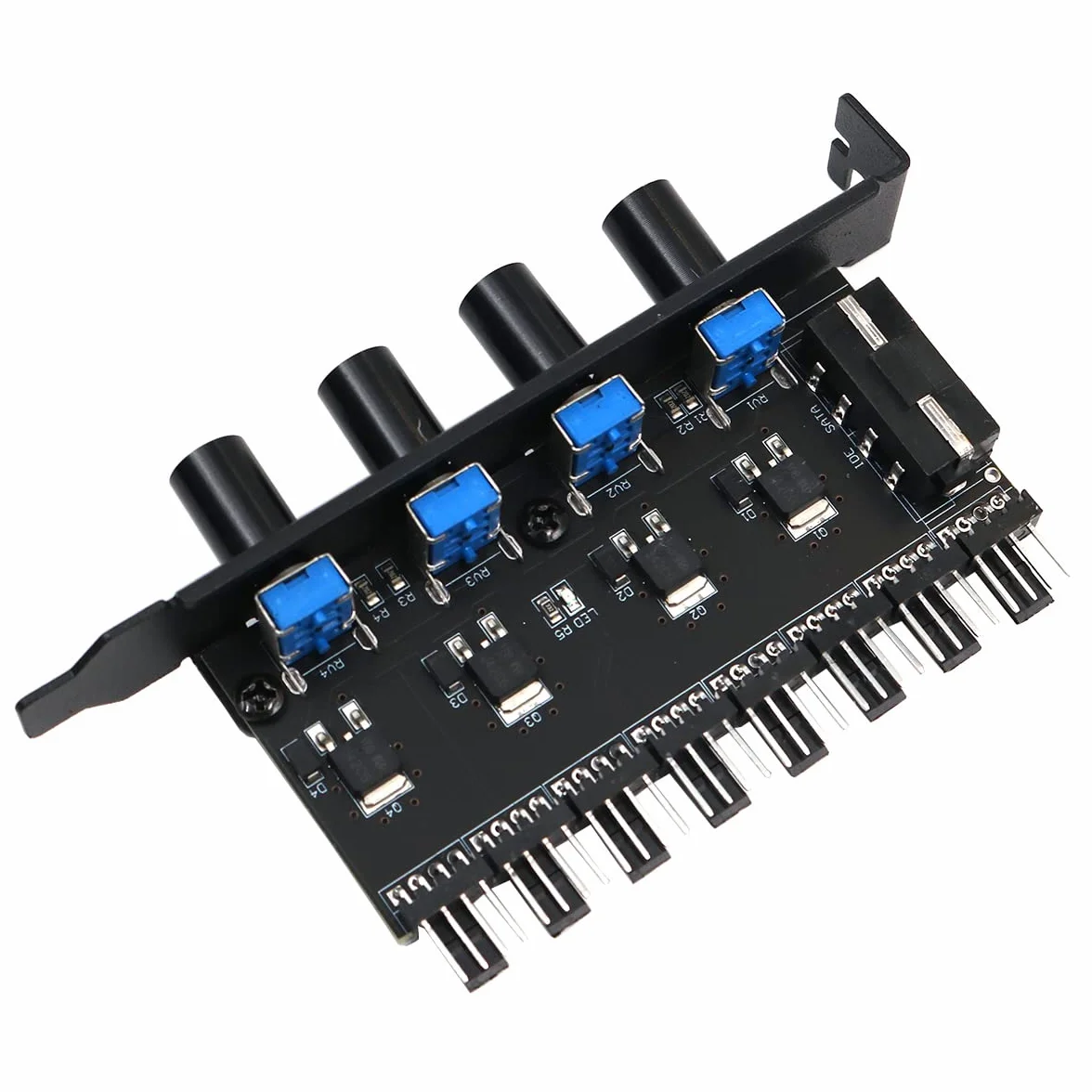 POFET Chassis Fan Hub PC 8 canali Fan Hub 4 manopola Regolatore di velocità della Ventola di Raffreddamento per CPU Chassis Staffa PCI Controllo Ventola da 0 a 12V