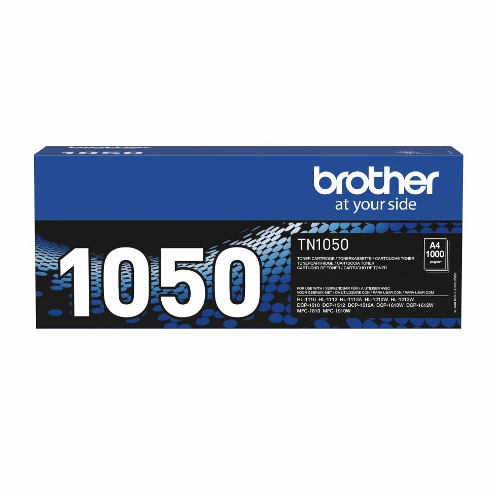 Brother TN1050 Toner Originale fino a 1000 Pagine, per Stampanti DCP1510/DCP1610/HL1112/HL1110/HL1210W/MFC1810/MFC1910W, Colore Nero