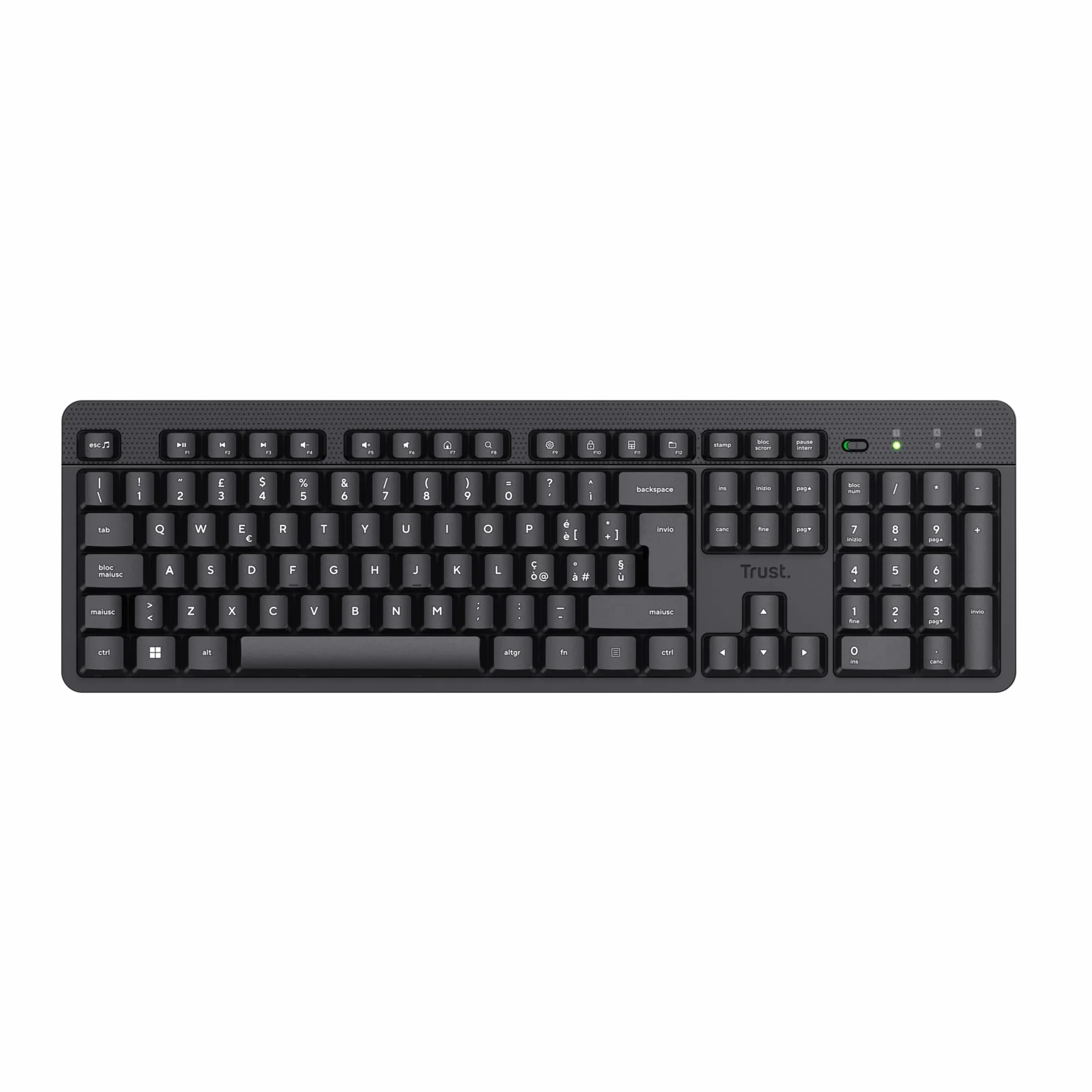 Trust Verto Mouse Verticale Wireless, Ergonomico senza Filo, 800/1200/1600 DPI & Ody II Tastiera Wireless Silenziosa Layout Italiano QWERTY, Tasti a Profilo Ribassato