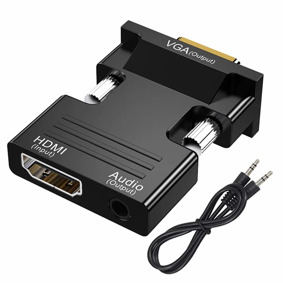 Adattatore HDMI a VGA con Cavo Audio da 3,5 mm, 1080P 60Hz Convertitore da HDMItoVGA, HDMI Femmina a VGA Maschio Adattatore Computer Portatile per Monitor TV