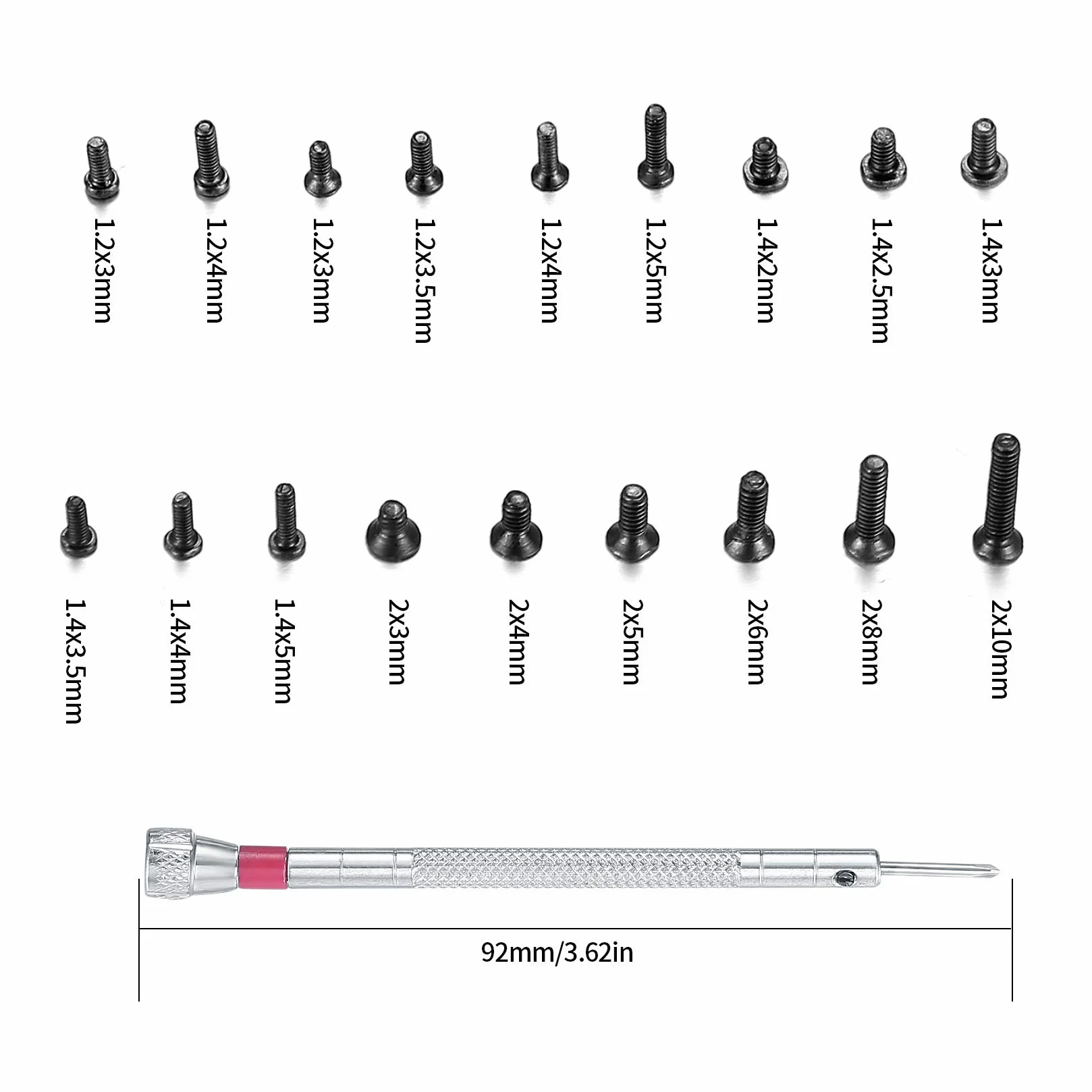 Vwoqiy 500 Pezzi Viti di Riparazione Micro, Kit Assortimento Mini Viti in acciaio al carbonio, Viti Elettriche per Occhiali, Laptop, Gioielli, Riparazione di Orologi, con Cacciavite