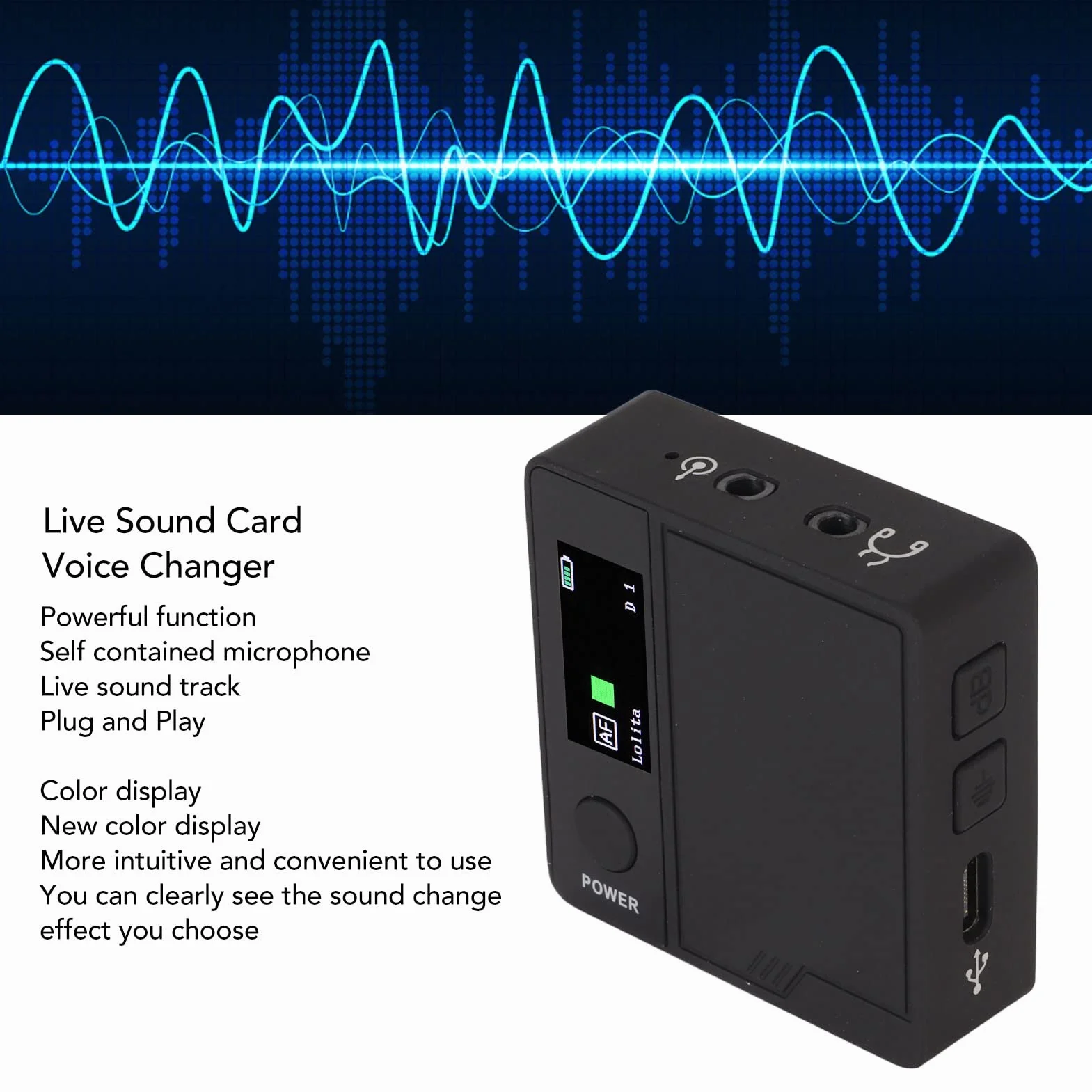 Cambia voce 11 effetti sonori Scheda audio dal Cambia voce Mini dispositivo portatile Plug and Play per universale