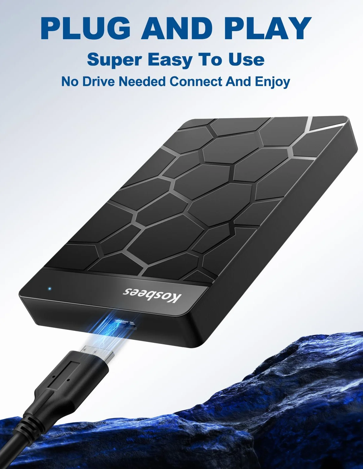 Hard disk esterno da 500 GB, hard disk portatile per Windows, ultra sottile, compatibile con PC, Mac, laptop, PS4, Xbox one, Xbox 360; pronto all'uso