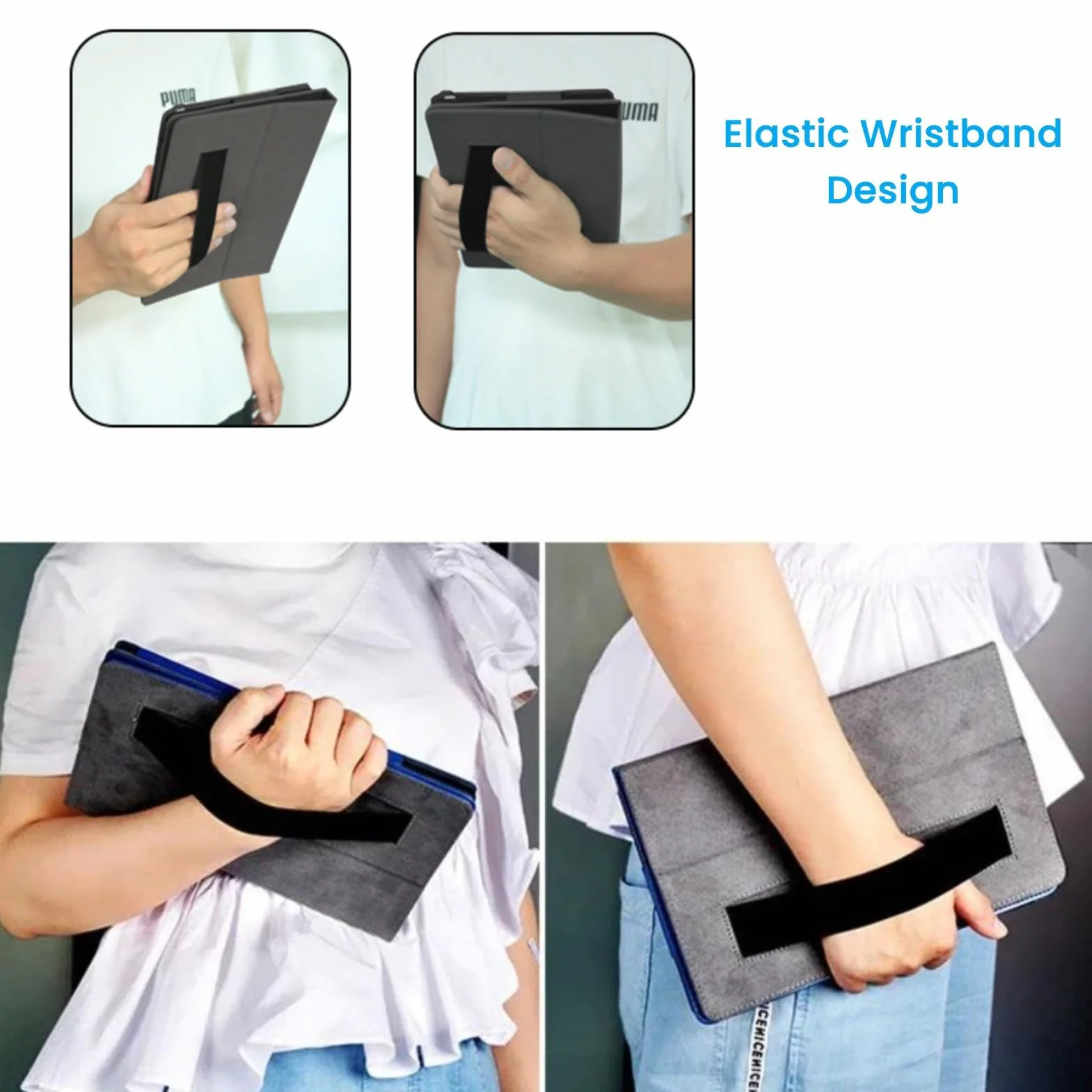 MEMELOKA Custodia per TCL Tab A1 Plus 12.2 Pollici, Leggera e Sottile Custodia in Pelle PU con Cinturino da Polso, Morbido Cover con Funzione di Supporto, Nero