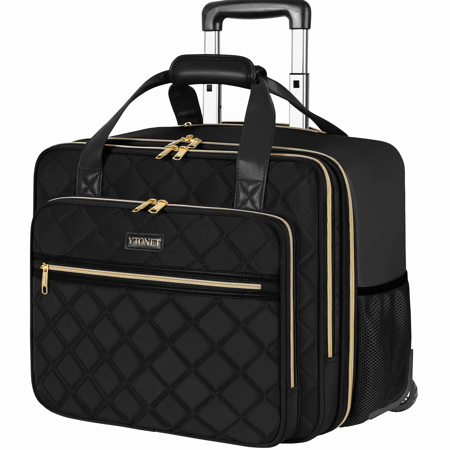Ytonet Business Trolley per Donna, Valigetta con Ruote per Laptop 17,3 Pollici, Impermeabile Borsa per Laptop da Viaggio, Grande Pilotina Trolley per Vacanza Ufficio Lavoro Scuola College, Nero