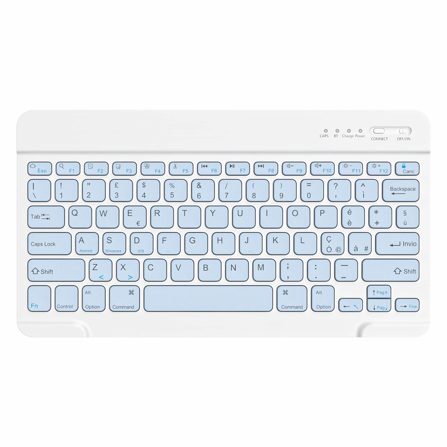 Tastiera Wireless Bluetooth Ricaricabile Ultra Sottile Universale Layout Italiano QWERTY per Tablet Samsung IOS Android Windows