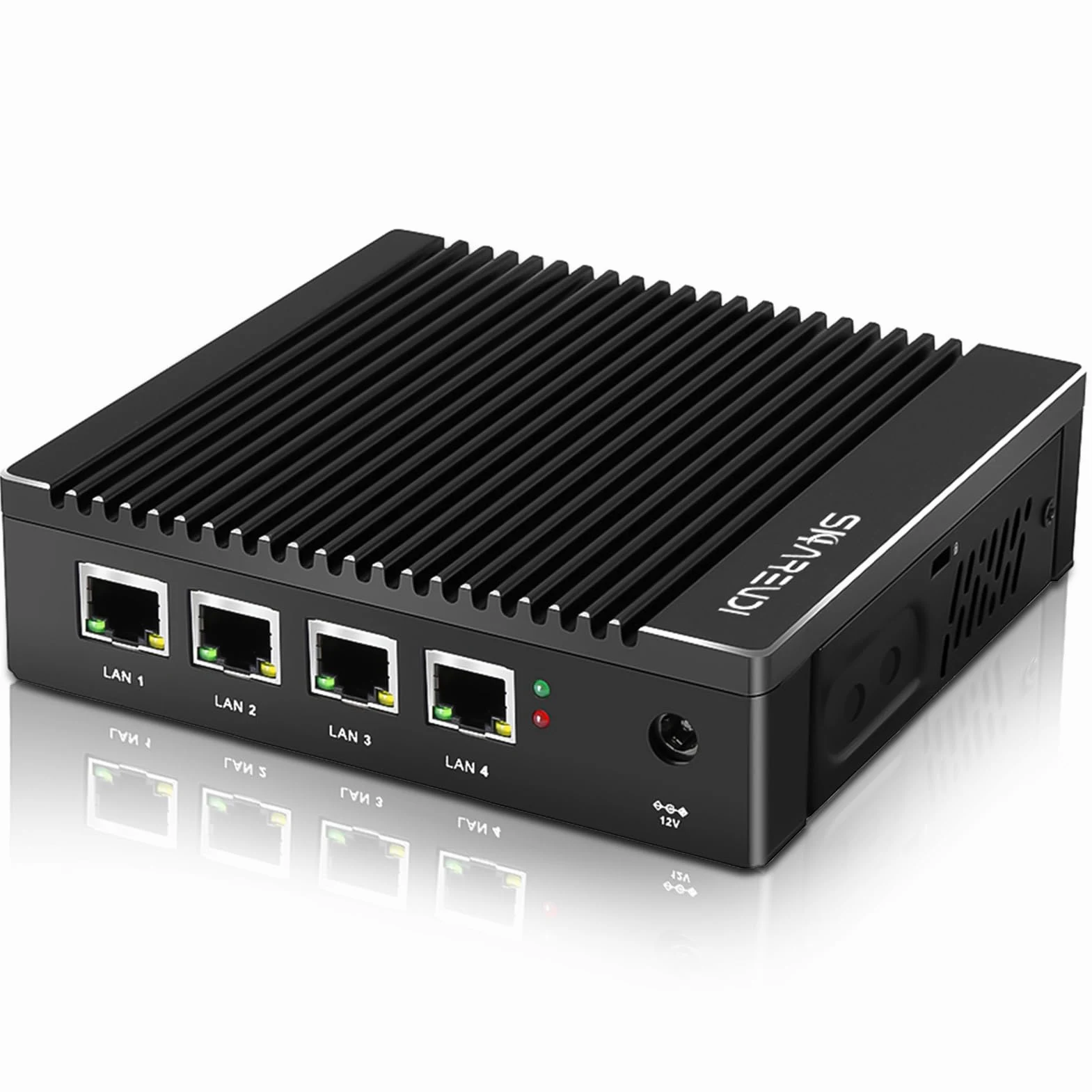 Firewall Dispositivo micro firewall Intel J3710 Quad Core senza ventola Mini PC con 4 porte, scheda di rete Intel 2,5 GbE i226 Gigabit AES-NI, USB 3.0/HDMI/VGA, 8 GB DDR3, 128 GB SSD