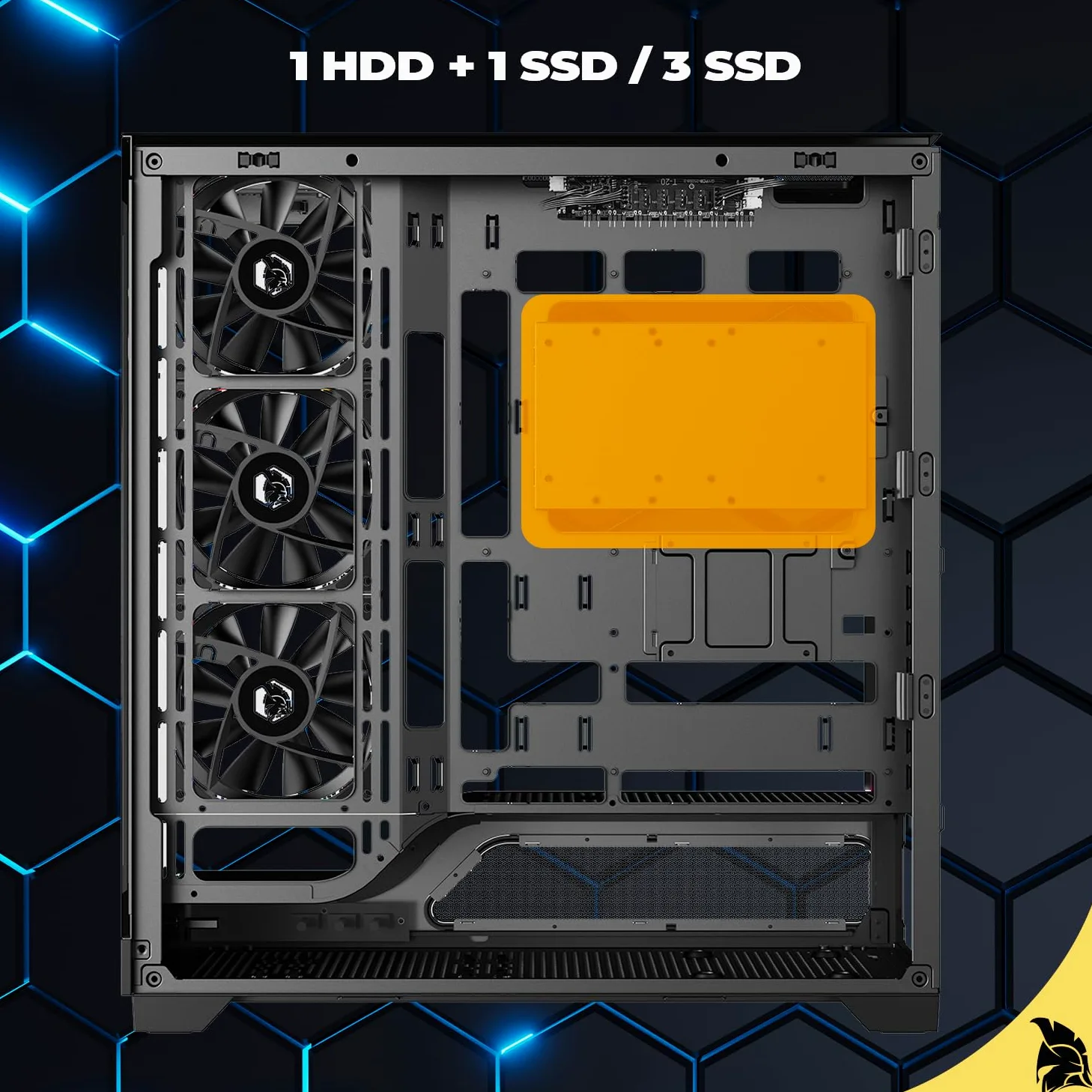 EMPIRE GAMING EC259 - Case PC Gaming Mid Tower spazioso ATX/mATX/ITX, Doppio Vetro Temperato Panoramico, ARGB Integrata (Striscia LED + 4 Ventole 120 mm + HUB PWM), GPU XXL 440 mm, AIO 360 mm, USB-C