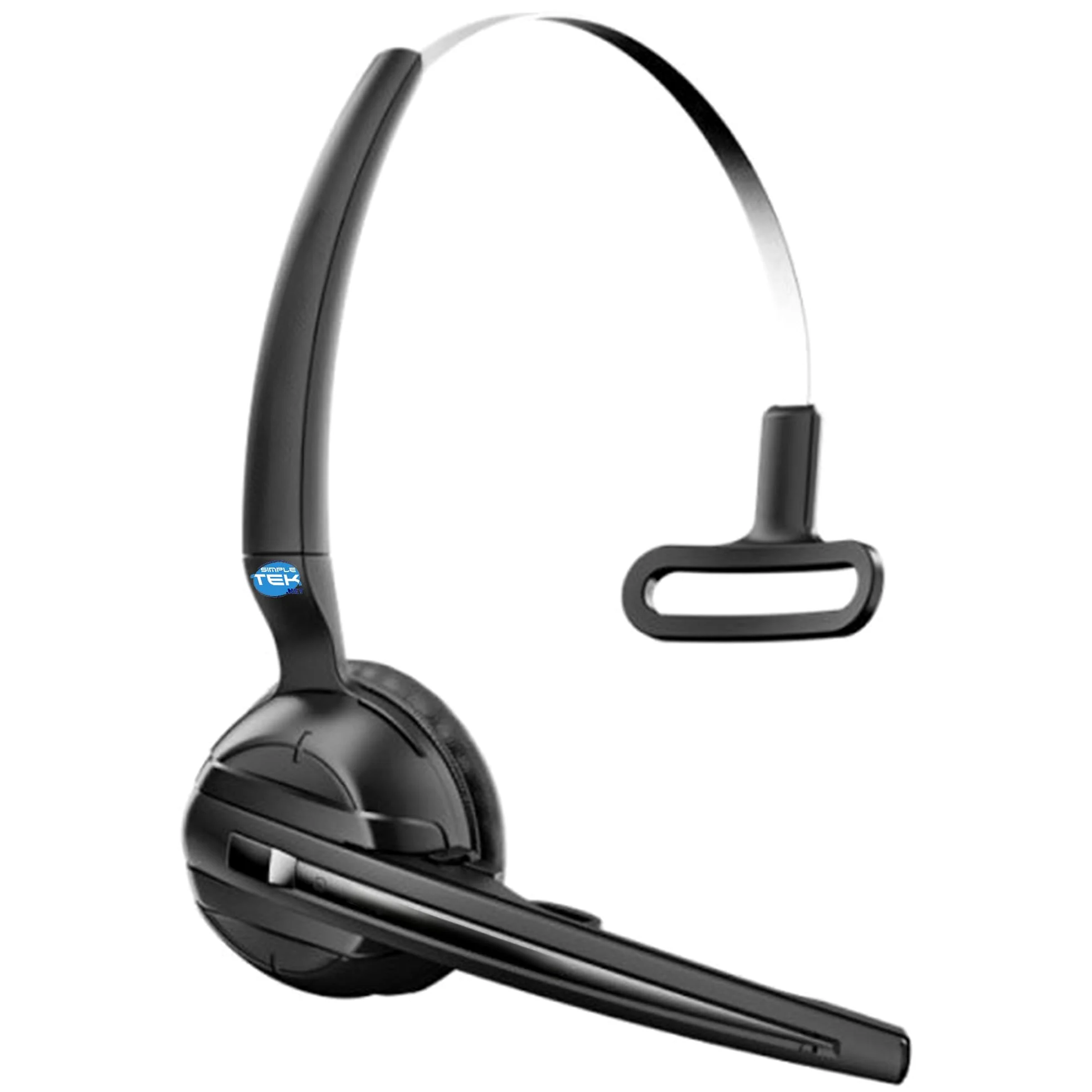SIMPLETEK - Cuffia mono wireless DECT con base, microfono a cancellazione del rumore, compatibile con telefoni fissi e softphone via USB, cavo RJ9 e alimentatore UK inclusi