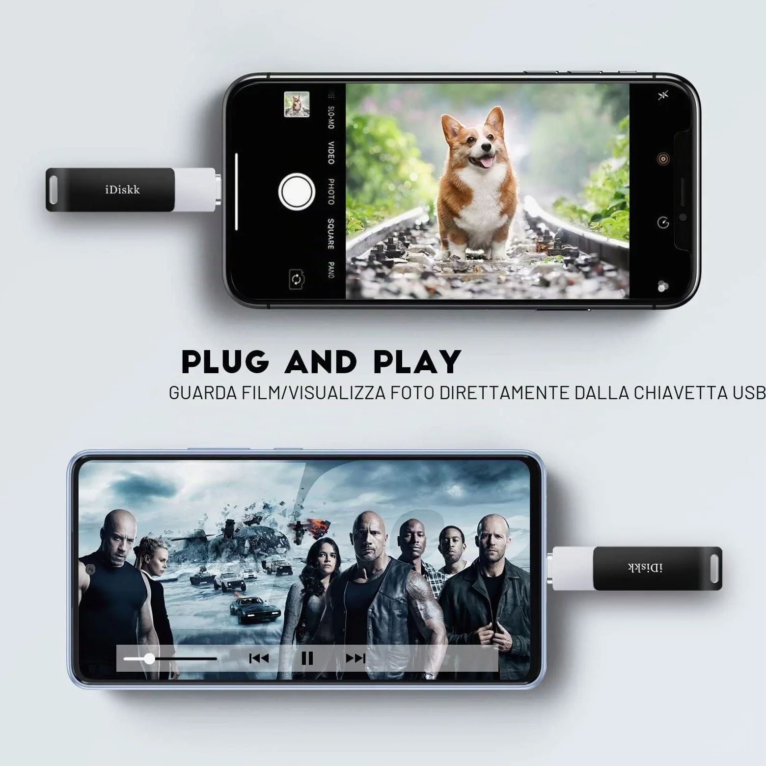 【Certificato MFi】 iDiskk 512 GB 2 in 1 tipo C a Lightning iPhone Photo Stick, memoria USB-C a iPhone, chiavetta USB iPhone funziona con telefoni USB-C, iPhone/iPad, Mac e computer