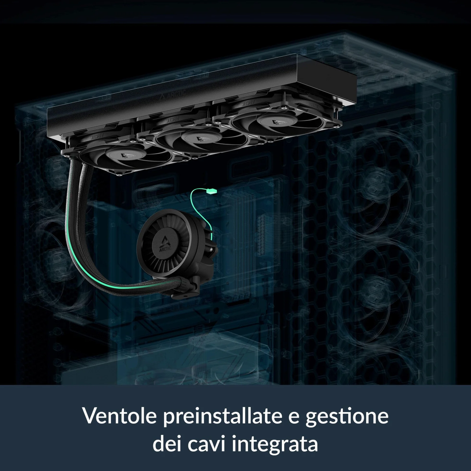 ARCTIC Liquid Freezer III Pro 360 - Dissipatore AIO per CPU, 3 x 120 mm Raffreddamento a Liquido, Radiatore da 38 mm, Pompa PWM, Ventola VRM, AM5/AM4, Intel LGA1851/1700 Telaio di Contatto - Nero