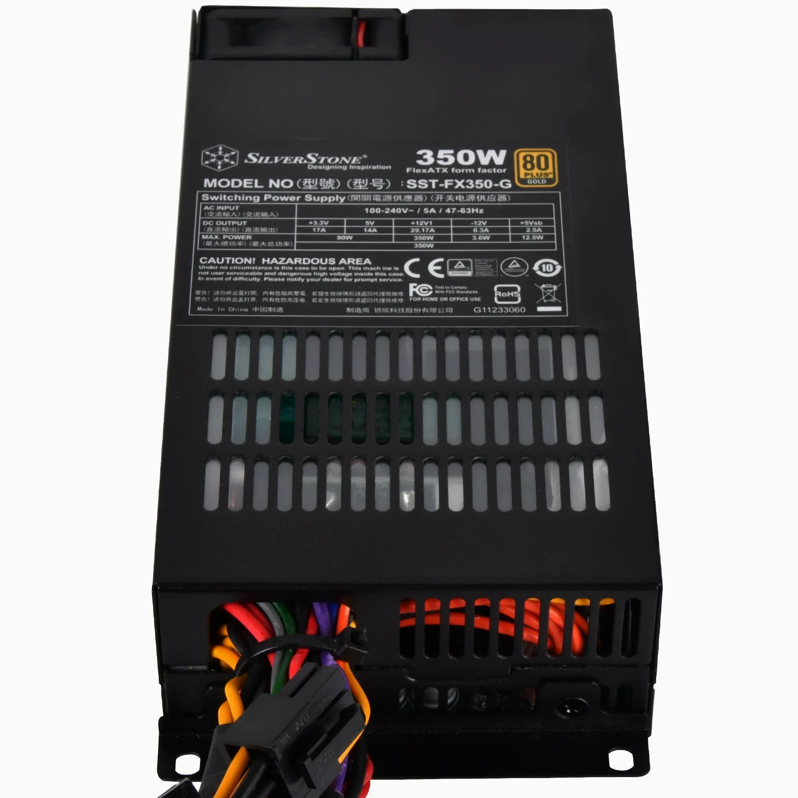 SilverStone SST-FX350-G - Alimentatore per PC Flex Series, 350W, 80 Plus Gold, ventola a basso rumore da 40mm