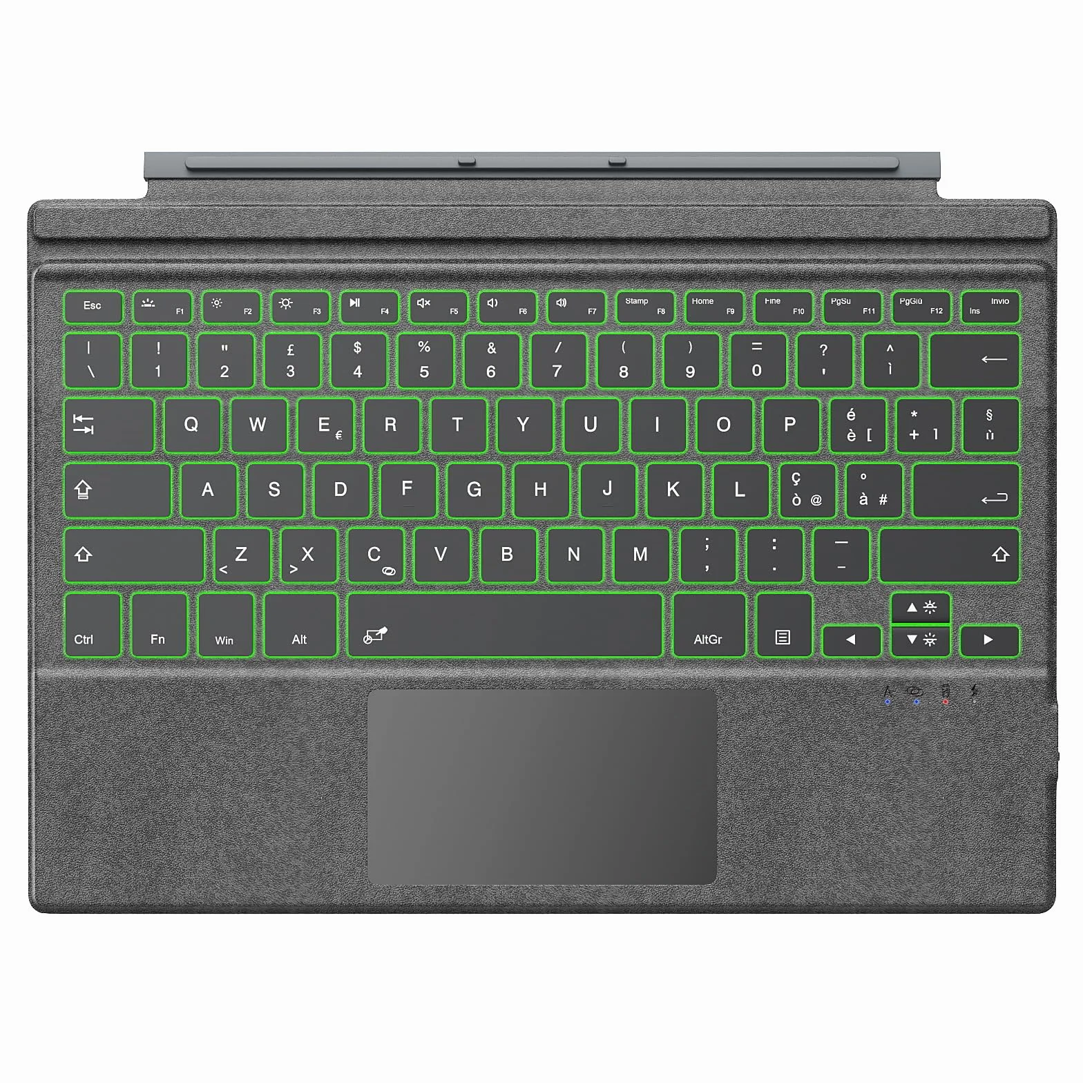 TiMOVO Tastiera Italiana per Microsoft Surface PRO 7 Plus/PRO 7/PRO 6/PRO 5/PRO 4/PRO 3, QWERTY Tastiera Bluetooth con Retroilluminazione a 7 Colori, Luminosità Regolabile, Grigio