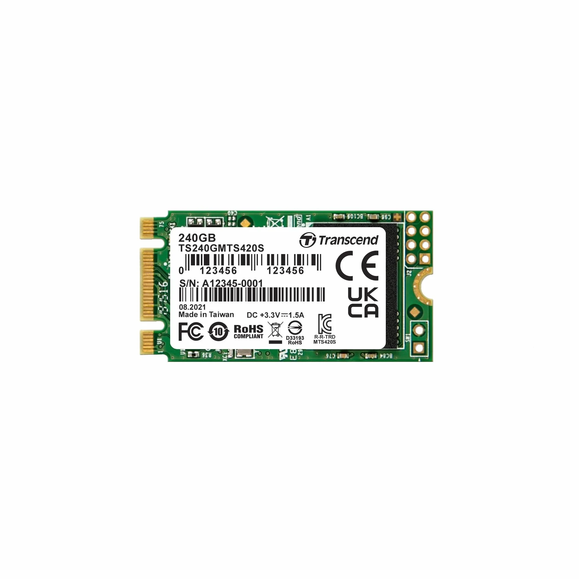 Transcend MTS420S 240GB SSD interno M.2 2242 SATA III 6 Gb/s, memoria 3D TLC NAND - TS240GMTS420S